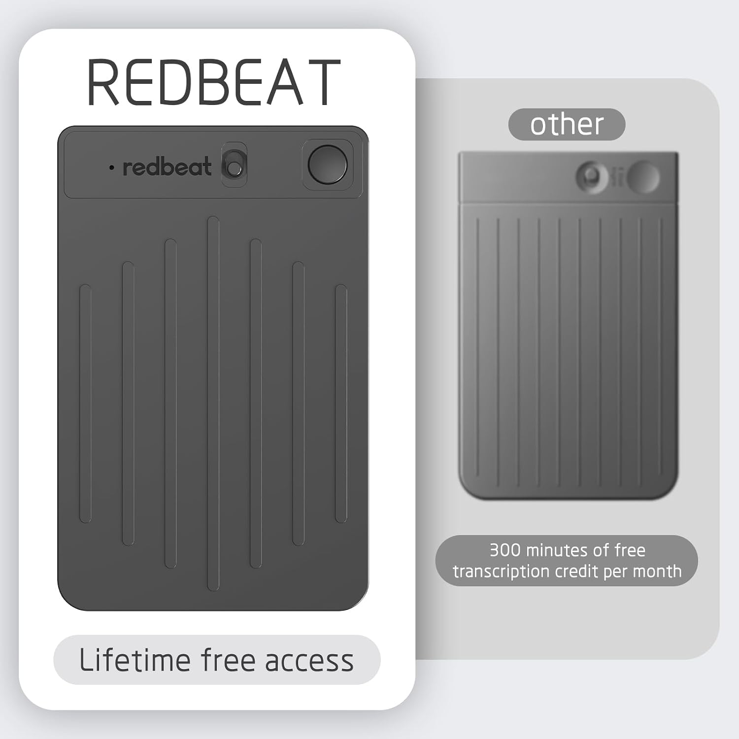 GRABADORA DE VOZ REDBEAT AI CON TRANSCRIPCIÓN Y RESUMEN GRATIS DE POR VIDA, 64GB, NEGRA - 5