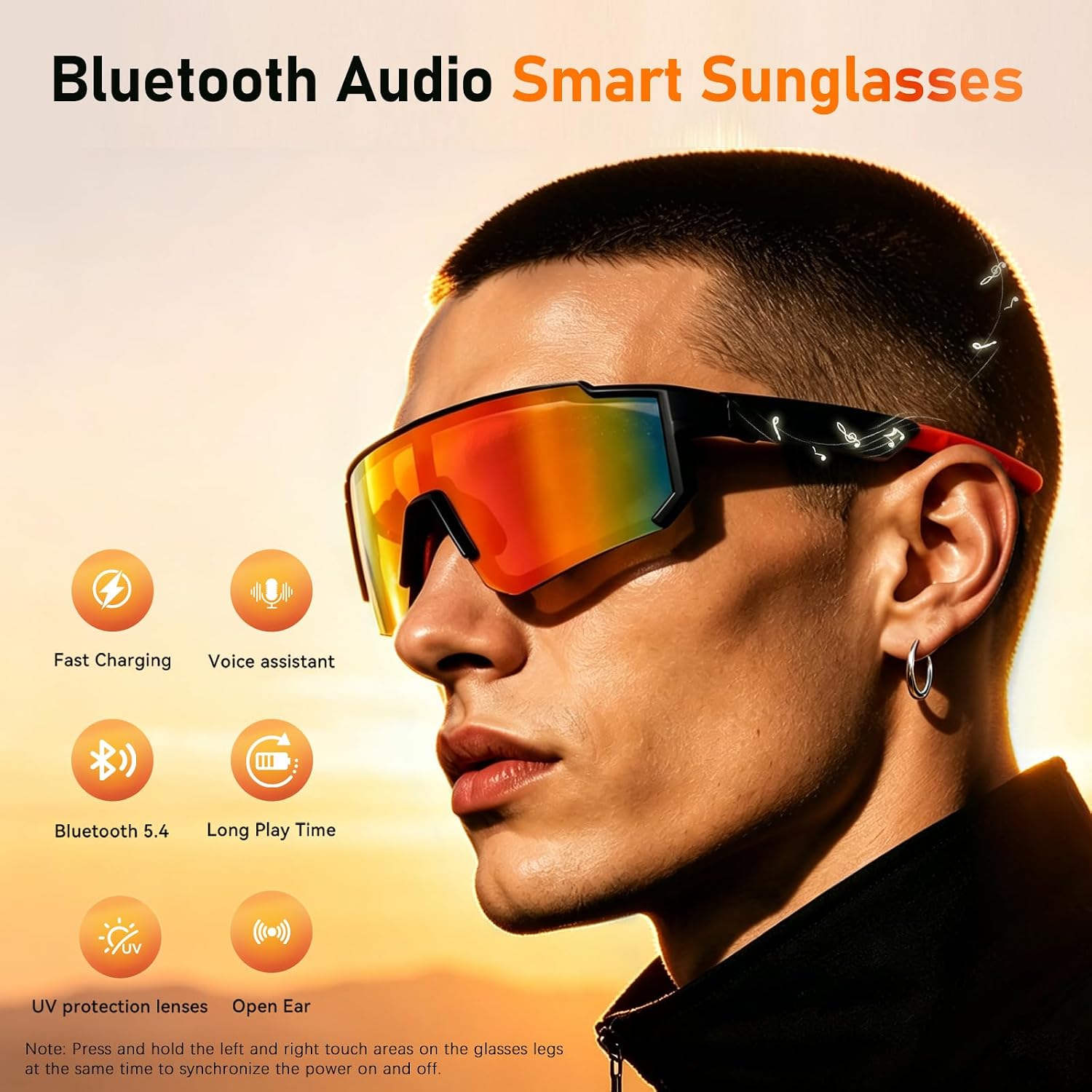 GAFAS DEPORTIVAS INTELIGENTES CARRY WIT BLUETOOTH 5.4 CON LENTES POLARIZADAS UV400 NARANJA - 2