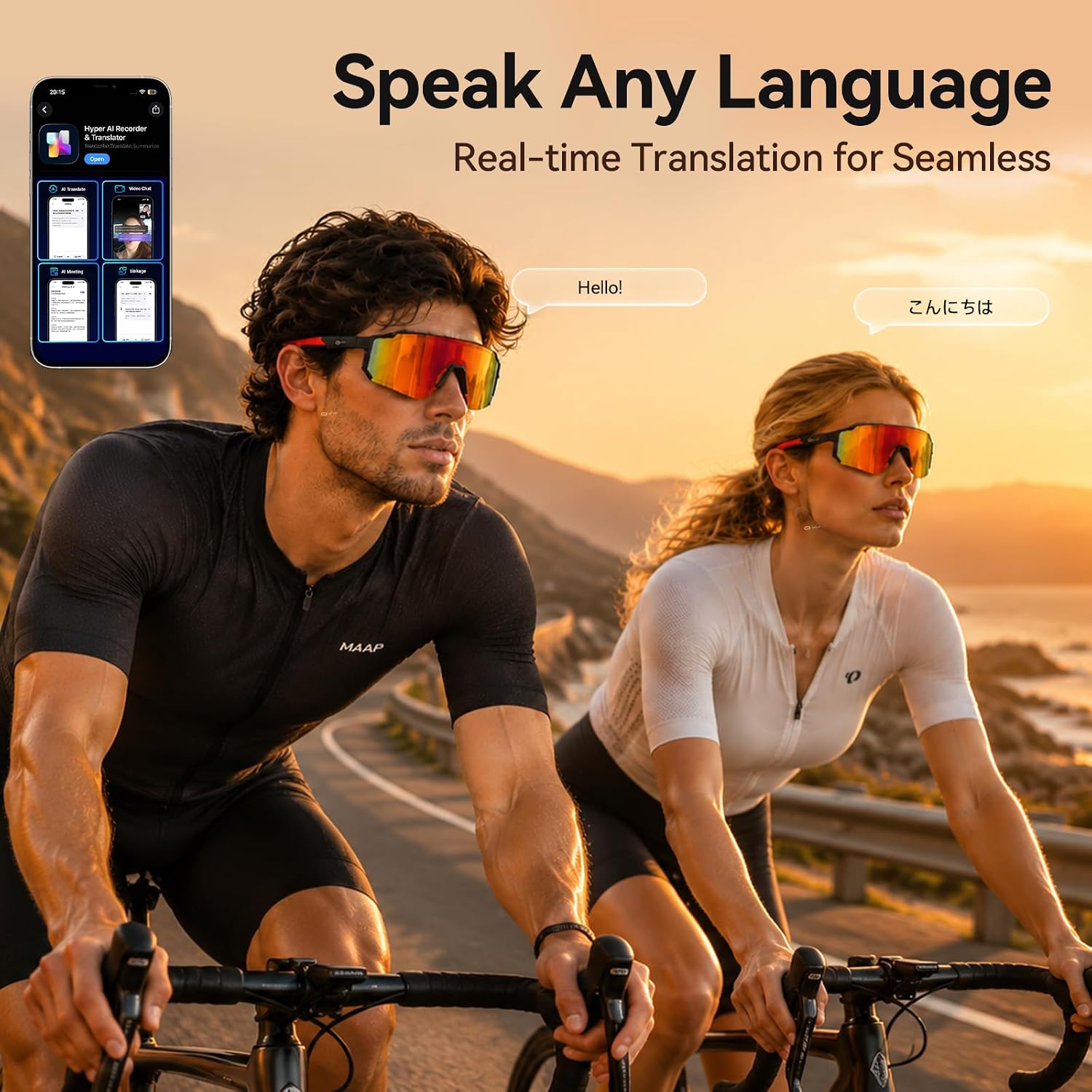 GAFAS DEPORTIVAS INTELIGENTES CARRY WIT BLUETOOTH 5.4 CON LENTES POLARIZADAS UV400 NARANJA - 5