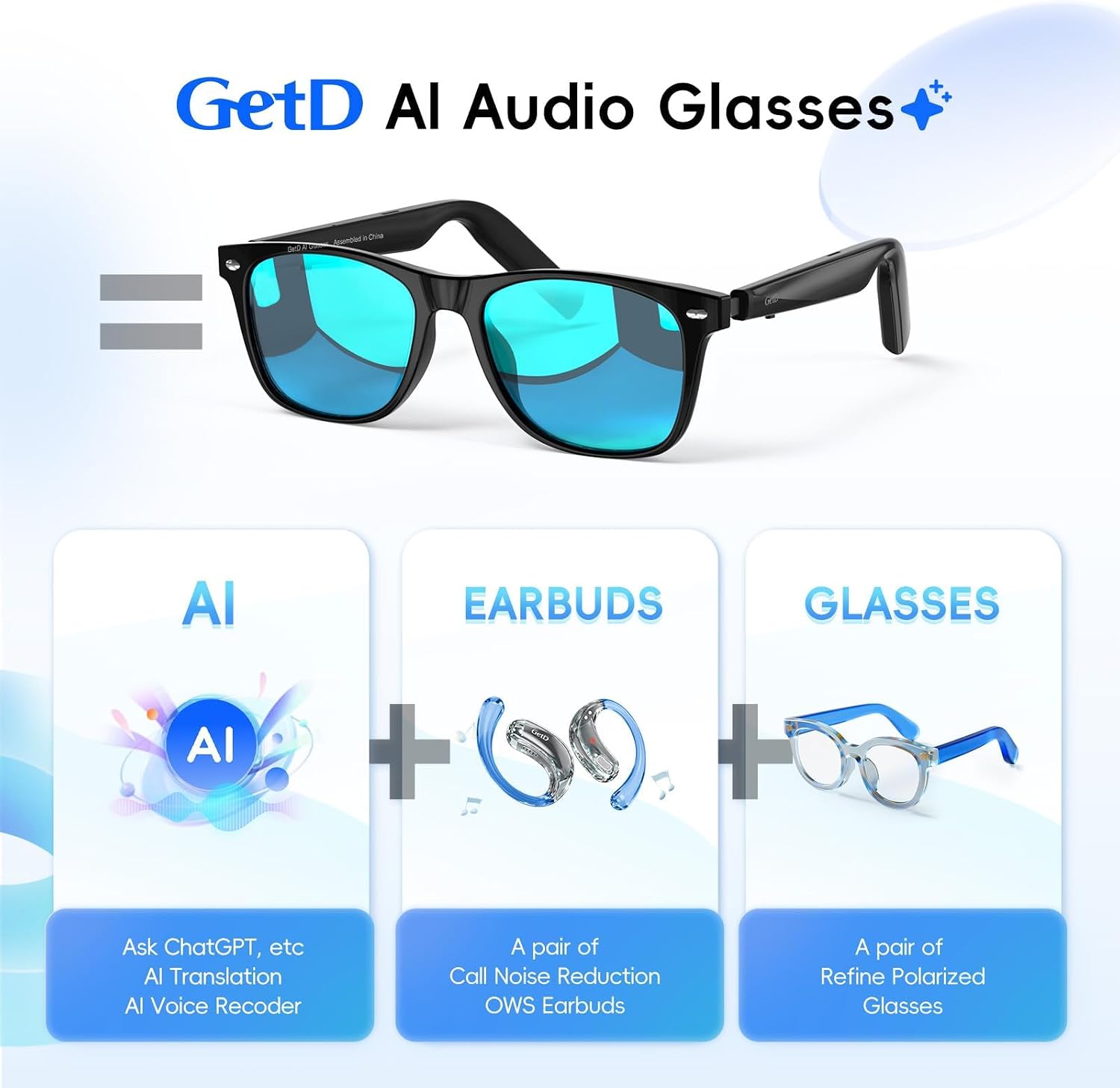 GAFAS INTELIGENTES GETD AI GLASSES CON ASISTENTE CHATGPT Y TRADUCCIÓN EN TIEMPO REAL - 2