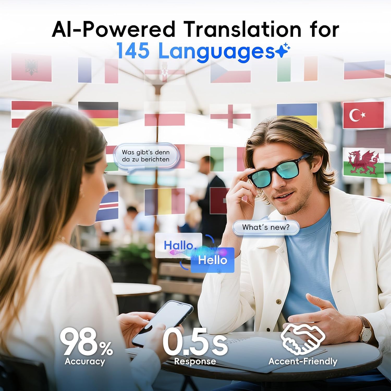 GAFAS INTELIGENTES GETD AI GLASSES CON ASISTENTE CHATGPT Y TRADUCCIÓN EN TIEMPO REAL - 3