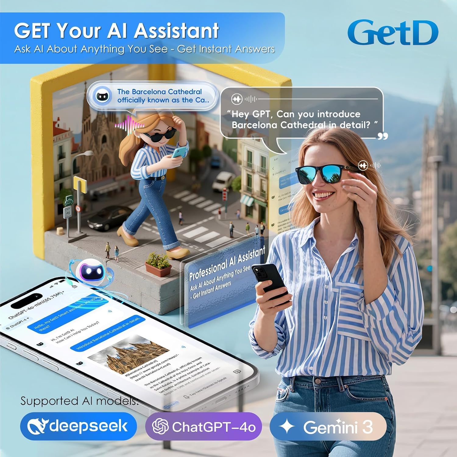GAFAS INTELIGENTES GETD AI GLASSES CON ASISTENTE CHATGPT Y TRADUCCIÓN EN TIEMPO REAL - 4