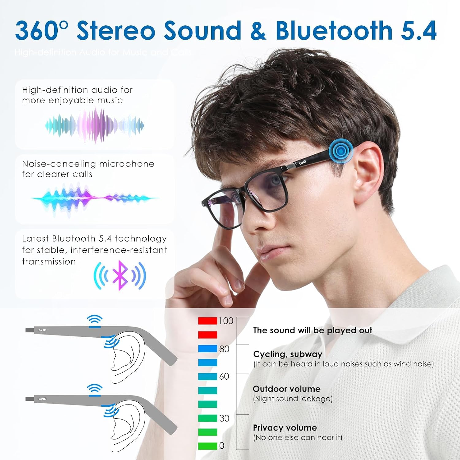 GAFAS INTELIGENTES GETD AI GLASSES CON TRADUCCIÓN EN TIEMPO REAL Y BLUETOOTH 5.4 - 4