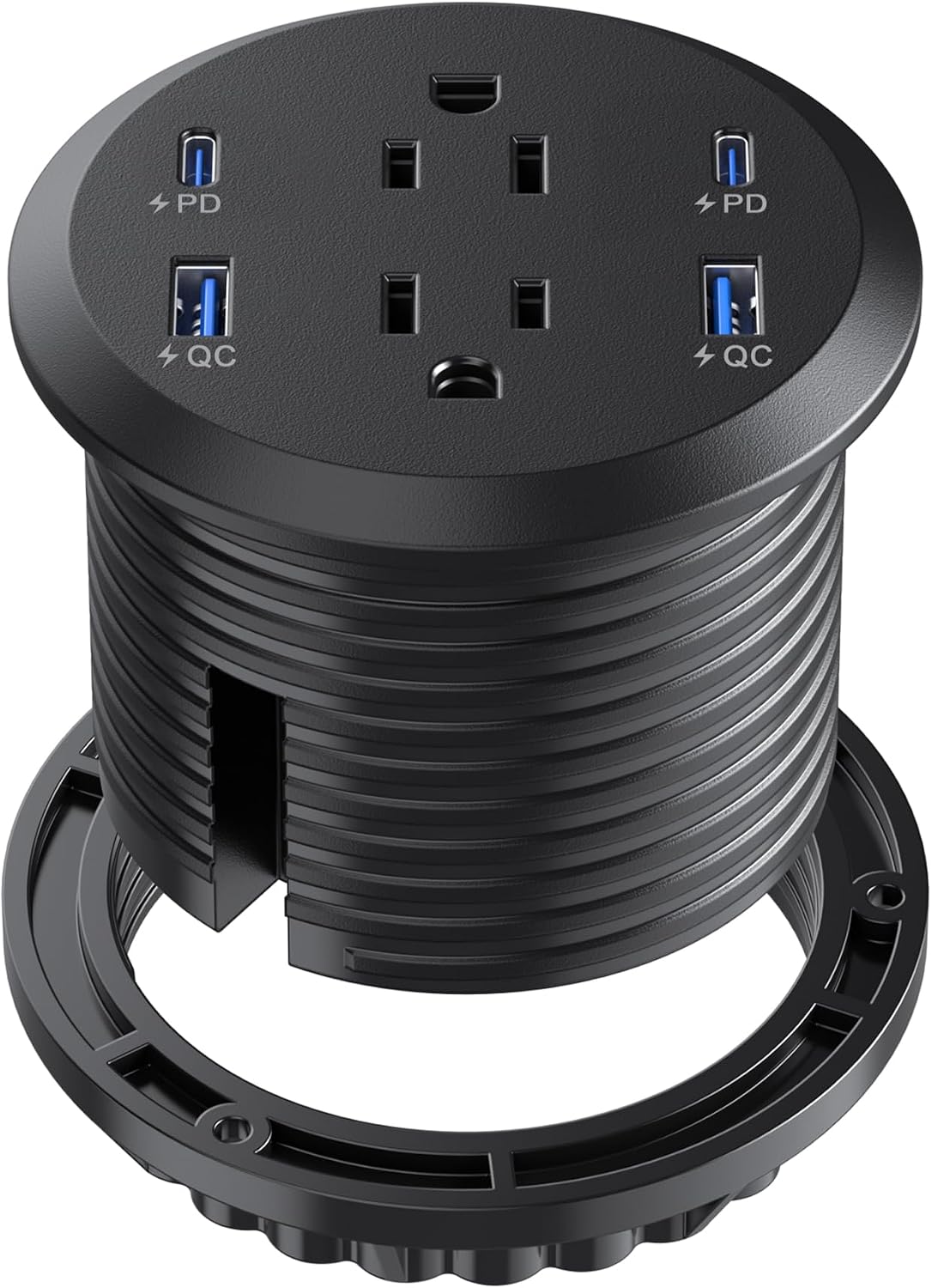 REGLETA EMPOTRABLE JGSTKCITY 65W USB-C 2 TOMACORRIENTES NEGRA - 1