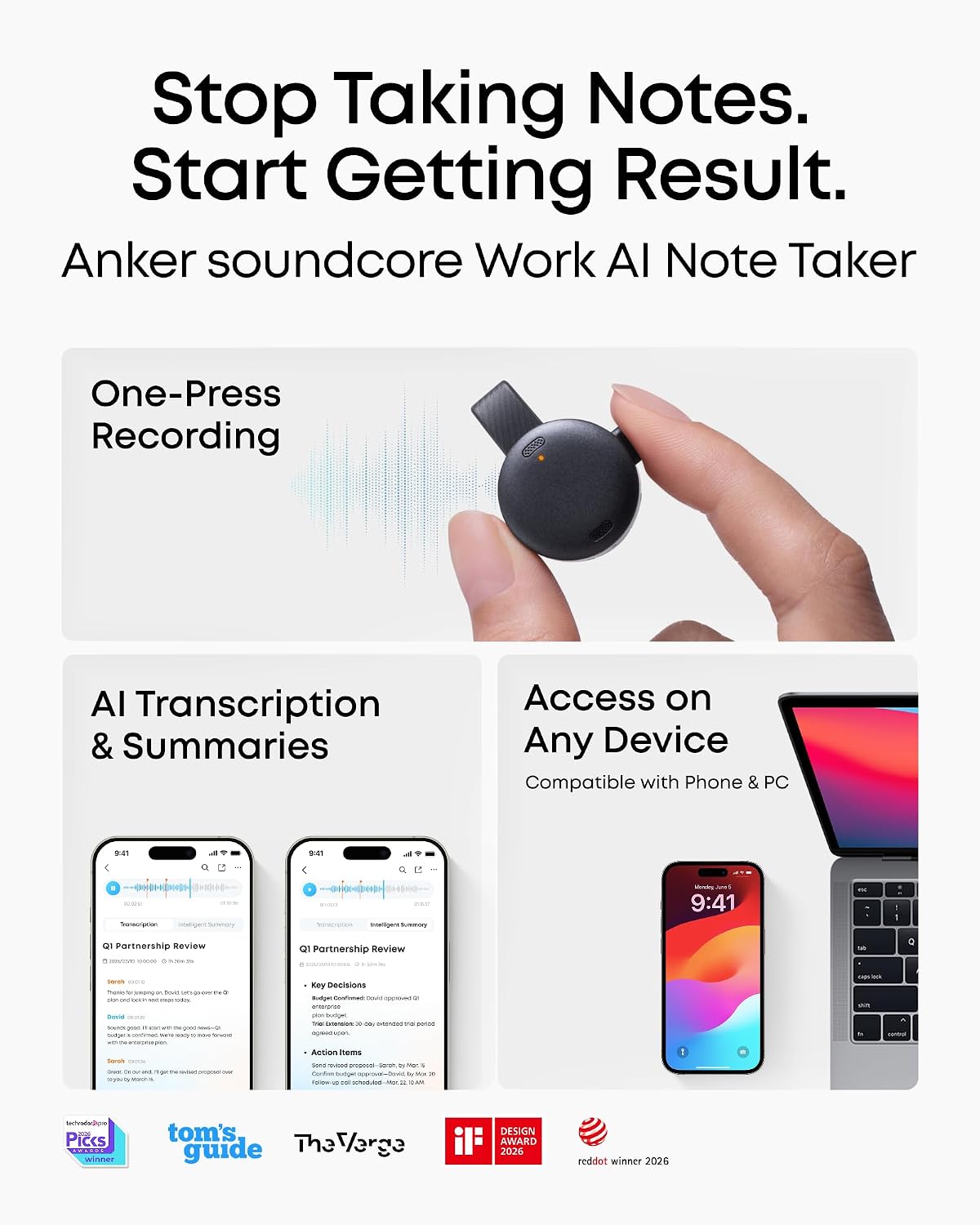 GRABADORA DE VOZ SOUNDCORE WORK BY ANKER 64 GB MFI-CERTIFICADA - 2