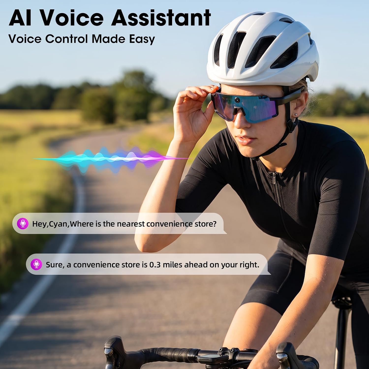 LENTES INTELIGENTES HAULVEAN M14 CON CÁMARA 4K PARA CICLISMO Y SENDERISMO - 3