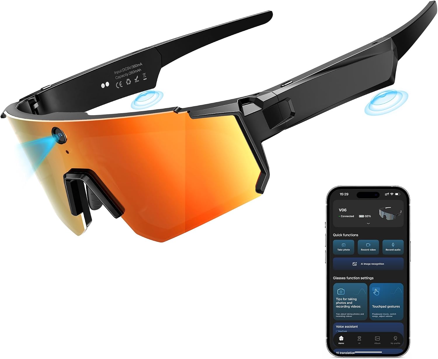 GAFAS INTELIGENTES GLOSSIA AI ULTRA PRO CON CÁMARA 4K Y ASISTENTE DE VOZ CHATGPT-4O OBSIDIAN CRIMSON ICE - 1