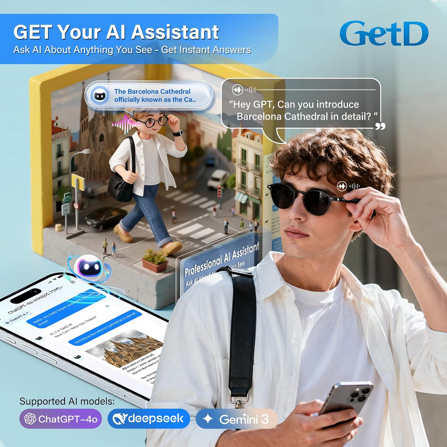 LENTES DE SOL GETD 2026 AI SMART ACETATO CON BLUETOOTH Y TRADUCTOR EN TIEMPO REAL - 3