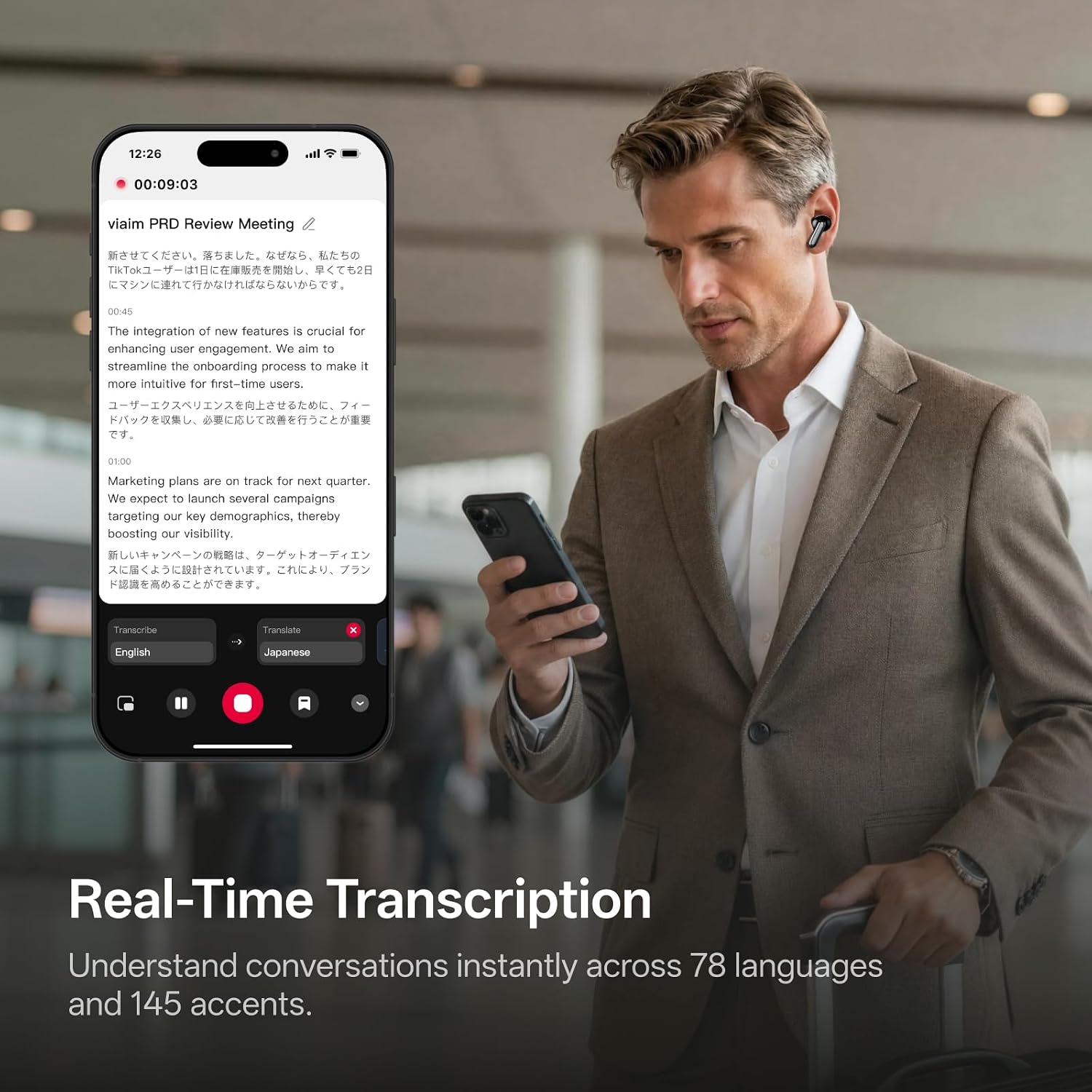 GRABADORA DE VOZ INALÁMBRICA VIAIM RECDOT AI CON EARBUDS Y TRANSCRIPCIÓN EN TIEMPO REAL - 3