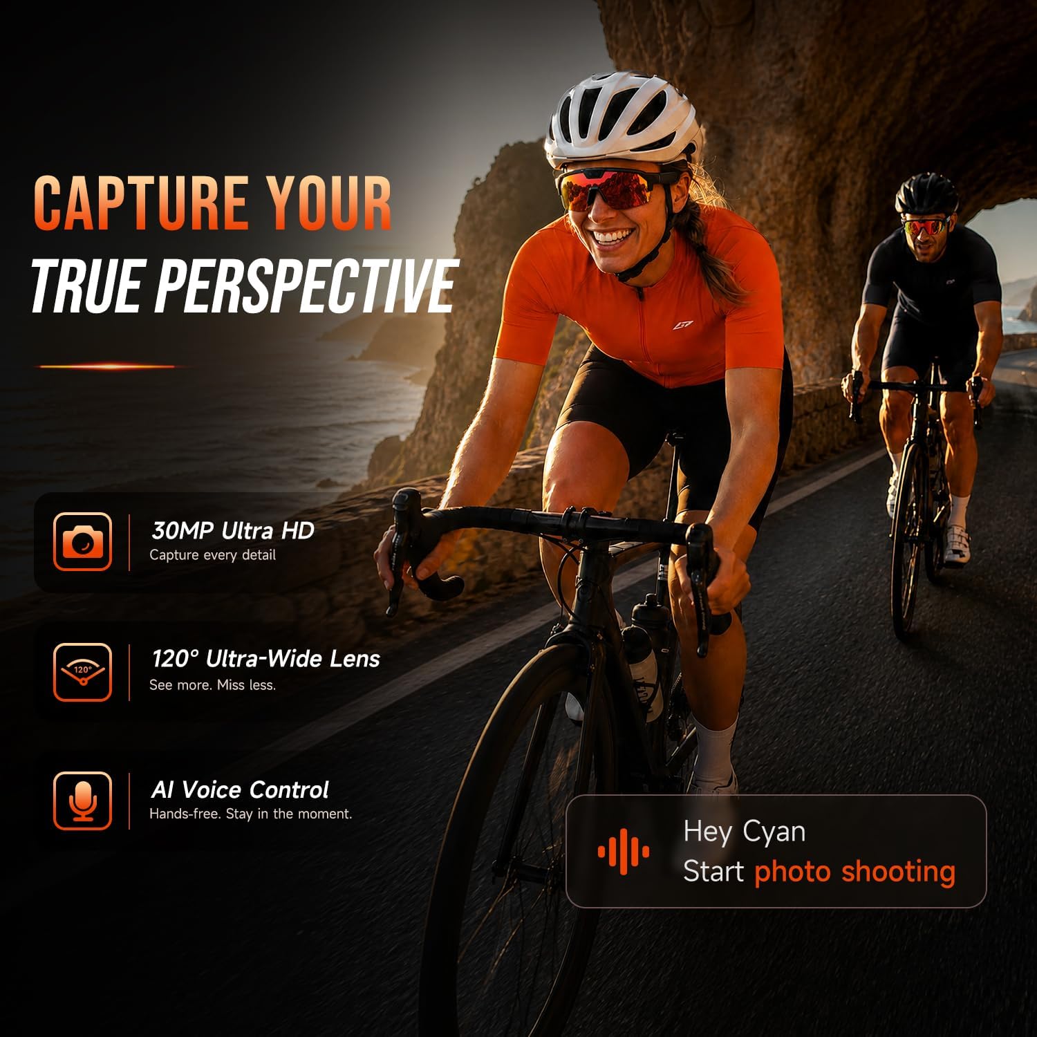 GAFAS INTELIGENTES FLEMIKIE AI CON CÁMARA 35MP Y GRABACIÓN 1200P PARA CICLISMO - 2