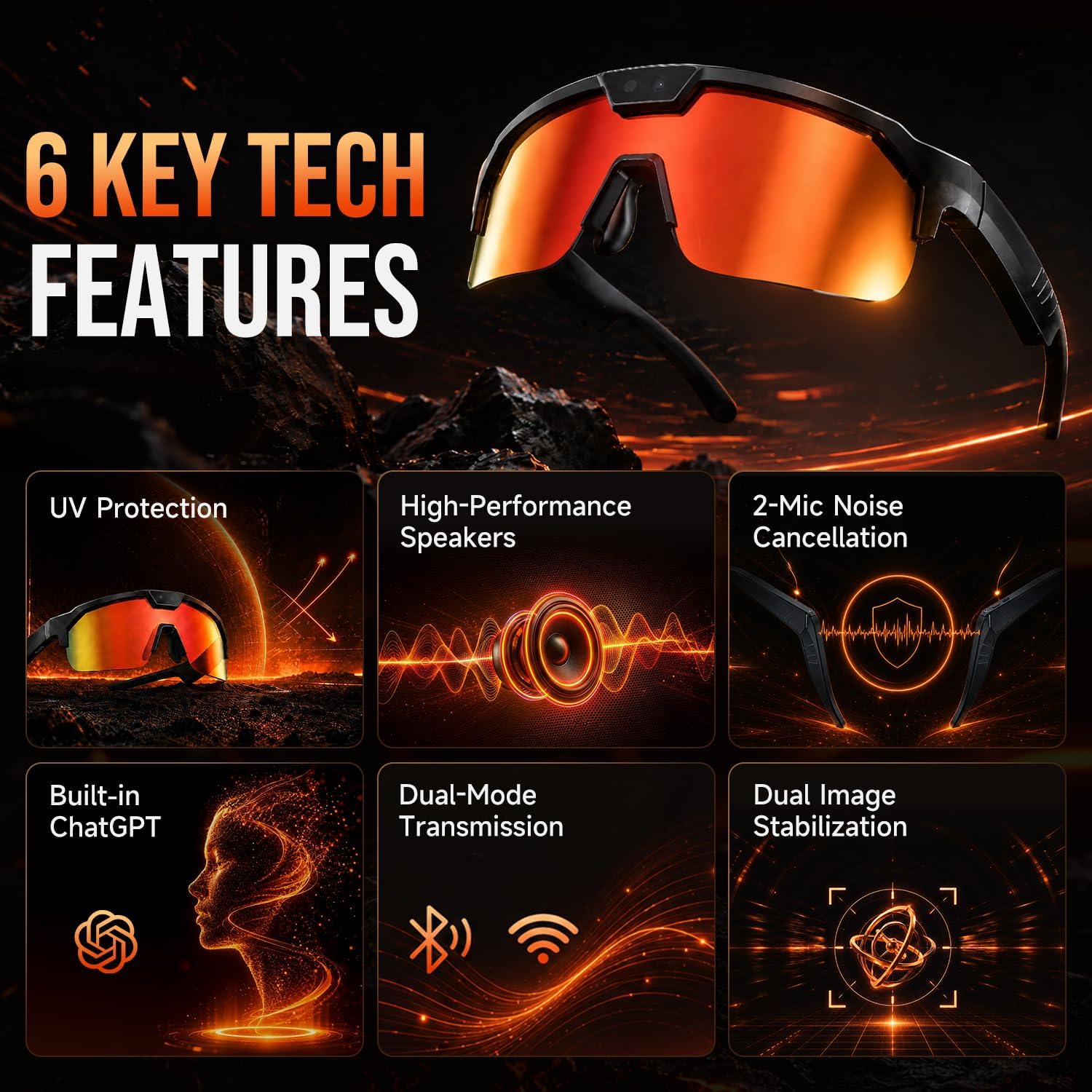 GAFAS INTELIGENTES FLEMIKIE AI CON CÁMARA 35MP Y GRABACIÓN 1200P PARA CICLISMO - 3