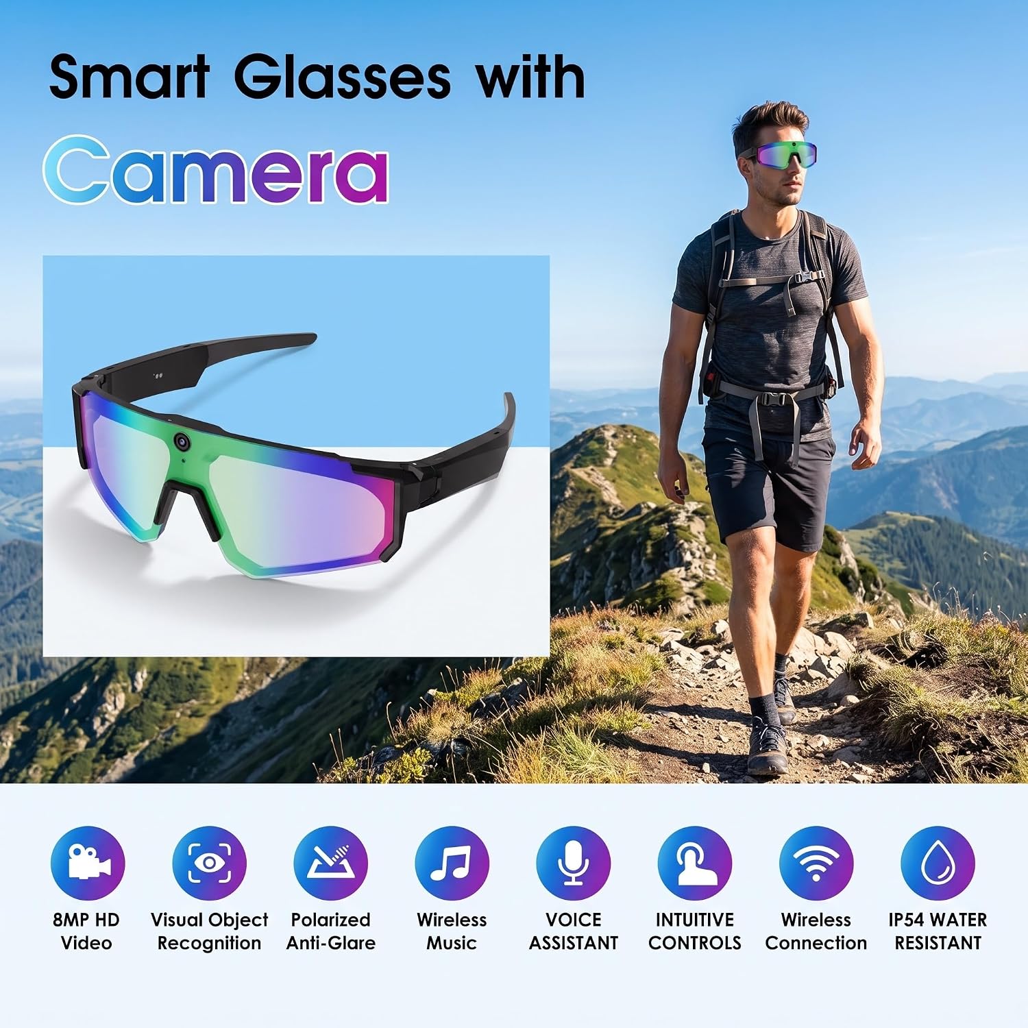 GAFAS INTELIGENTES CON CÁMARA PADOM AI SMART BLUE - 3