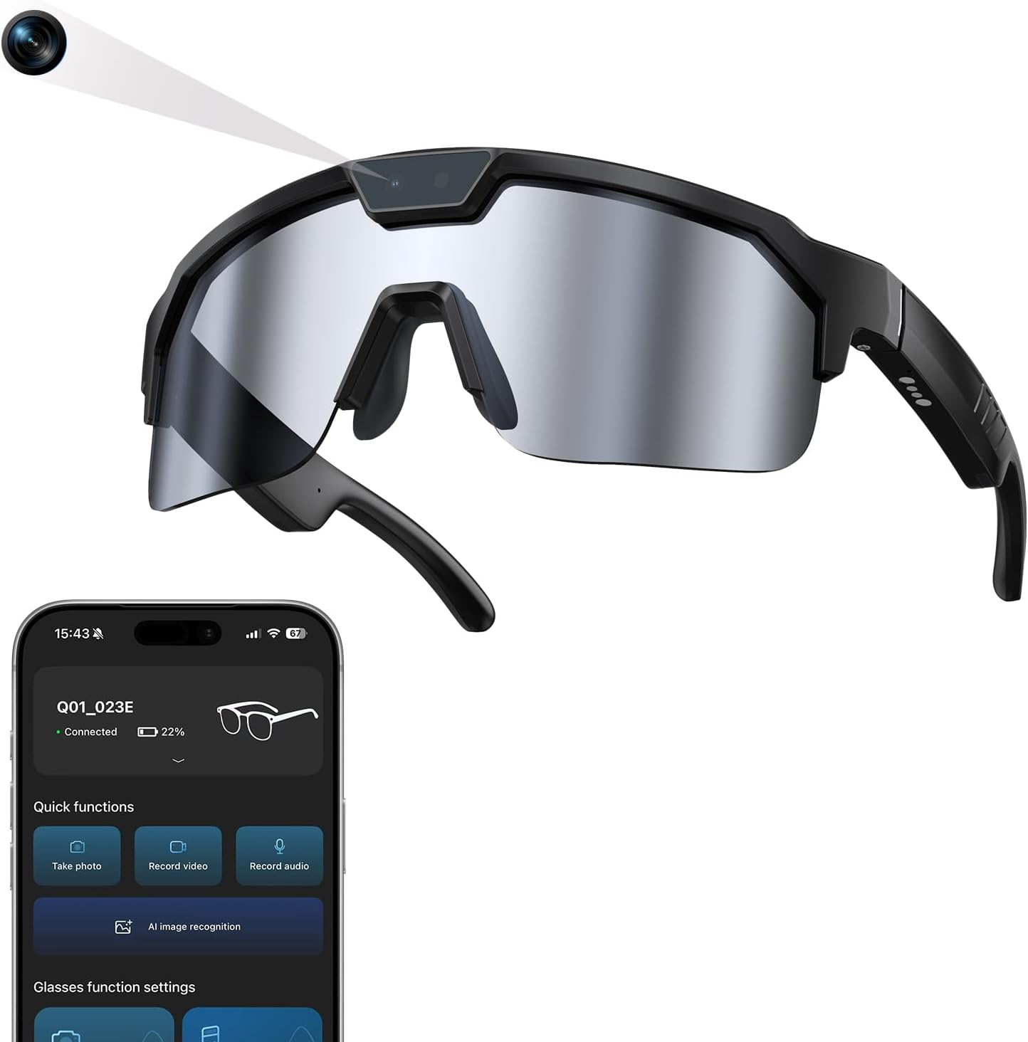 GAFAS INTELIGENTES FLEMIKIE CON CÁMARA 35MP Y GRABACIÓN DE VIDEO 1200P PARA CICLISMO - 1
