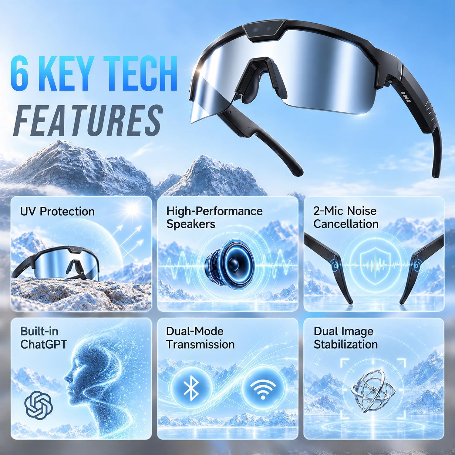 GAFAS INTELIGENTES FLEMIKIE CON CÁMARA 35MP Y GRABACIÓN DE VIDEO 1200P PARA CICLISMO - 3