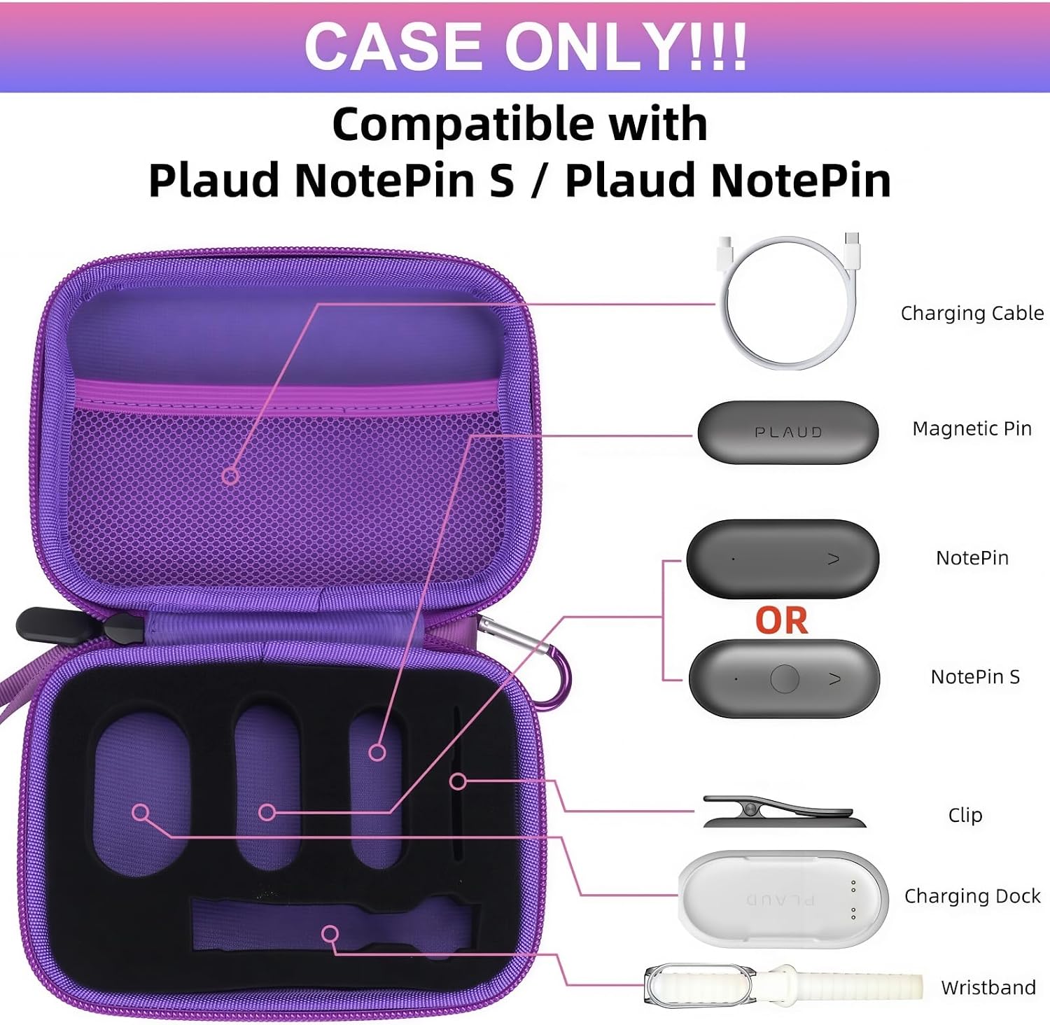 ESTUCHE RÍGIDO YOUKNOW COMPATIBLE CON GRABADORA PLAUD NOTEPIN/NOTEPIN S AI CON ESPUMA PERSONALIZADA GALAXY - 2