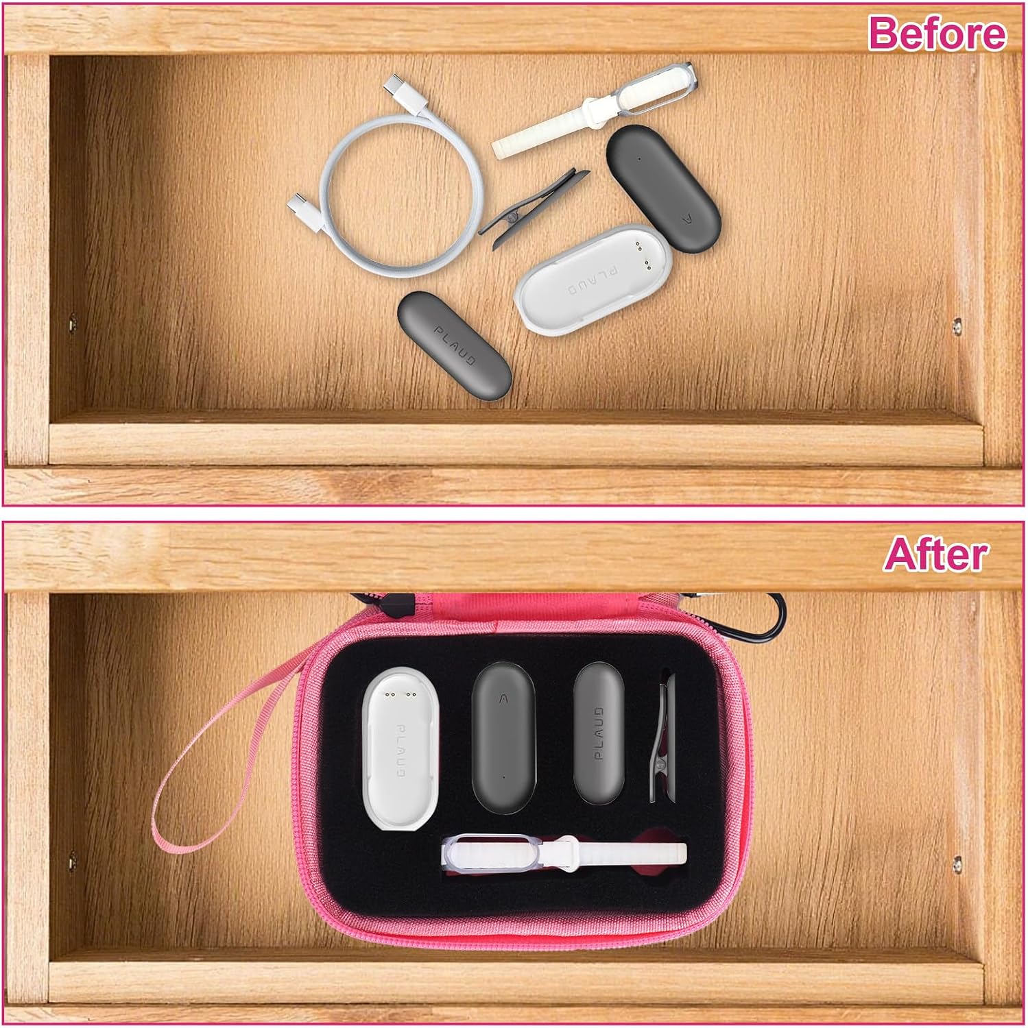 ESTUCHE RÍGIDO YOUKNOW COMPATIBLE CON GRABADORA DE VOZ PLAUD NOTEPIN/NOTEPIN S AI CON ESPUMA PERSONALIZADA ROSA - 5