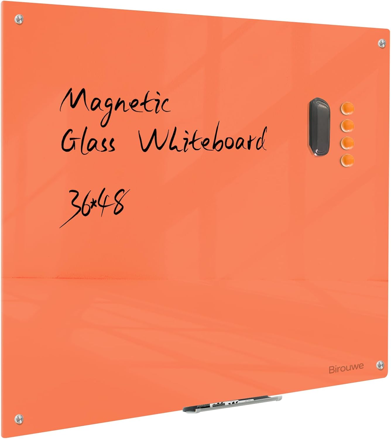 PIZARRA DE VIDRIO MAGNÉTICA NOTEPAD 48 X 36 PULGADAS SIN MARCO COLOR NARANJA - 1
