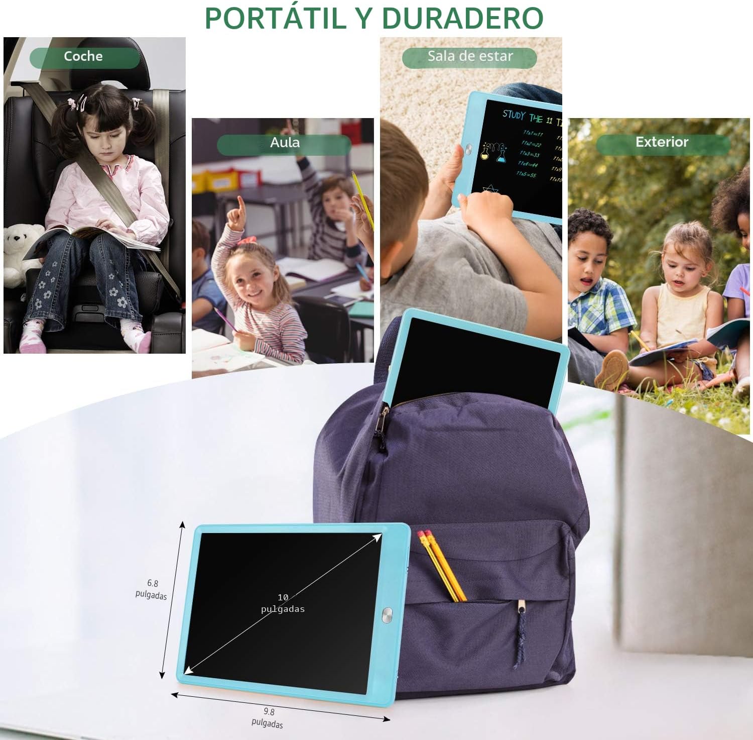 TABLETA GRÁFICA TEKFUN LCD WRITING TABLET 10 PULGADAS AZUL PARA NIÑOS - 3