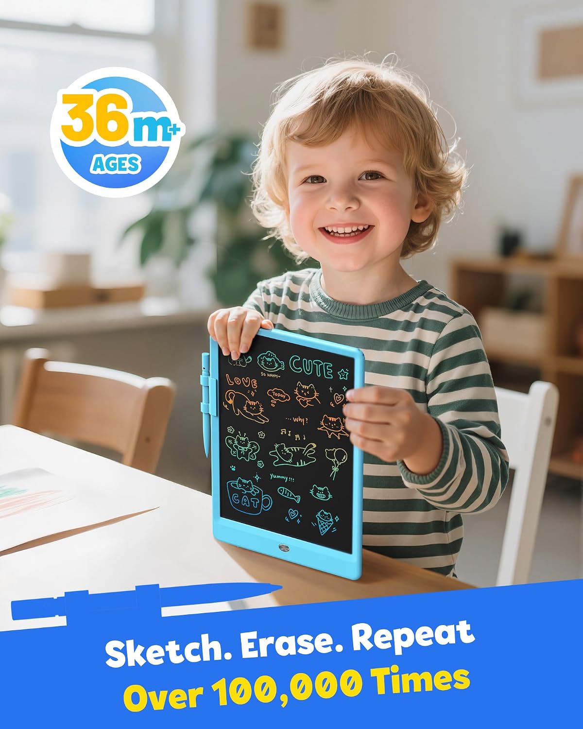 TABLETA GRÁFICA TEKFUN LCD WRITING TABLET 10 PULGADAS AZUL PARA NIÑOS - 5