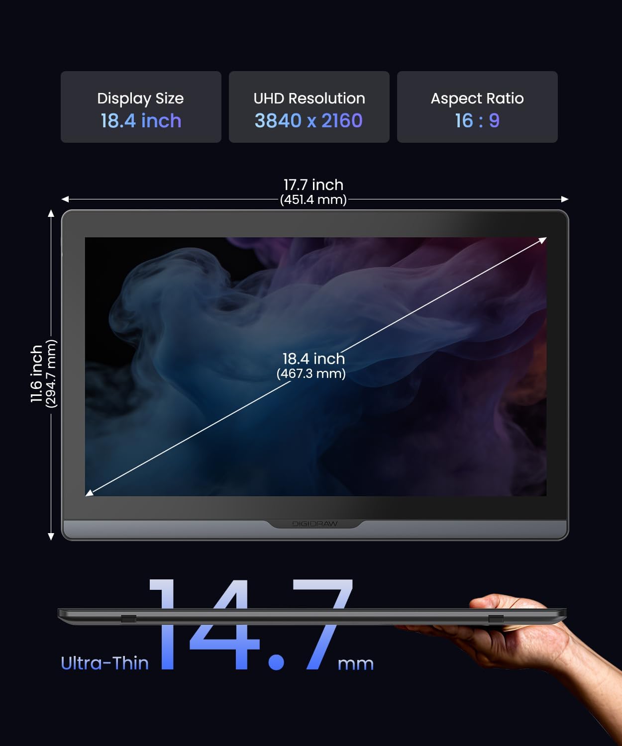 TABLETA GRÁFICA DIGIDRAW TURING PRO 19 18.4' 4K UHD PEN DISPLAY - 2