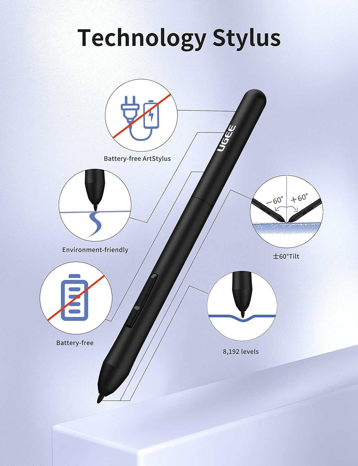 TABLETA GRÁFICA UGEE DRAWING TABLET 6.5X4 PULGADAS MORADO - 3