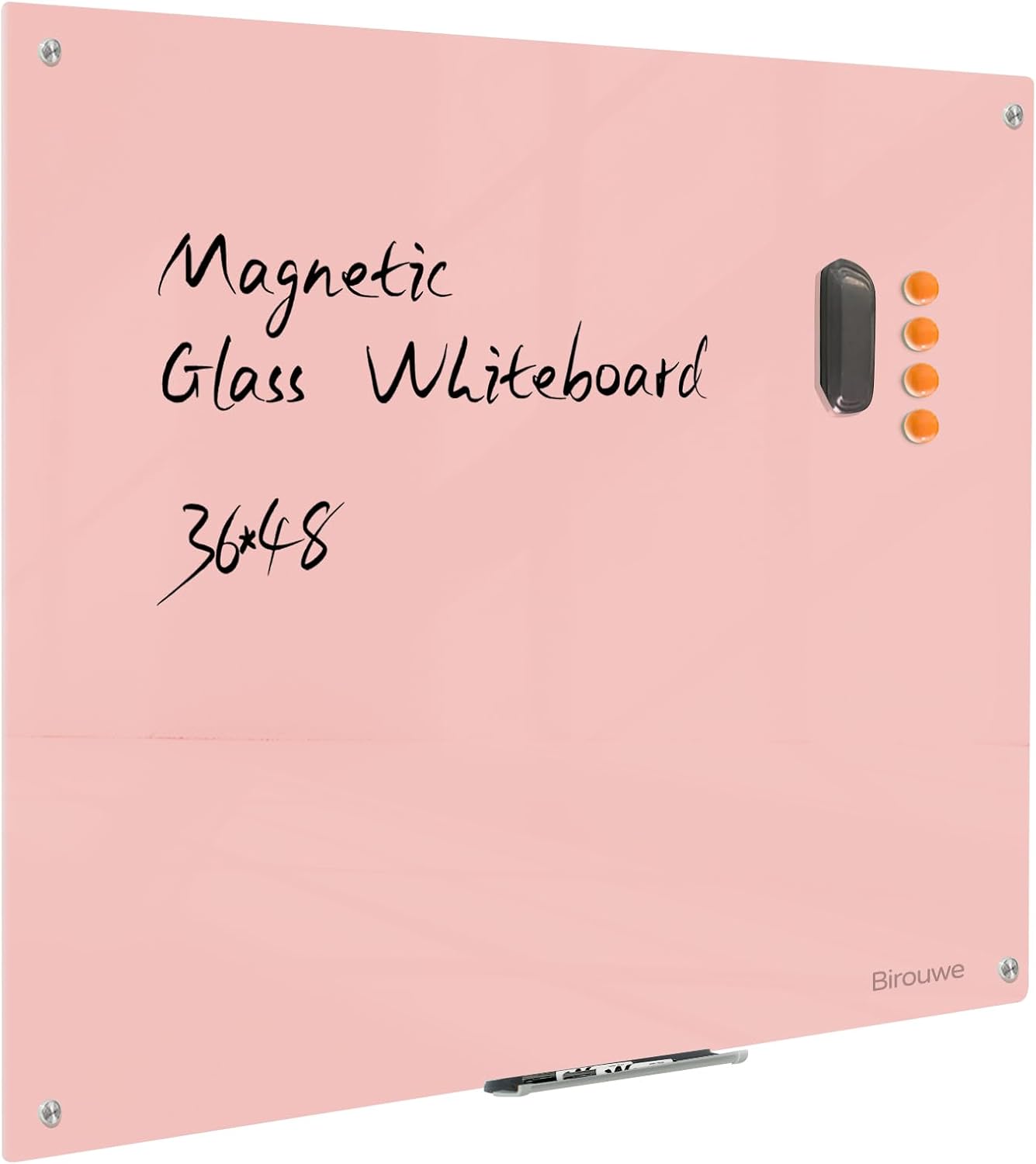 PIZARRA DE VIDRIO MAGNÉTICA NOTEPAD 48 X 36 PULGADAS SIN MARCO COLOR ROSA - 1