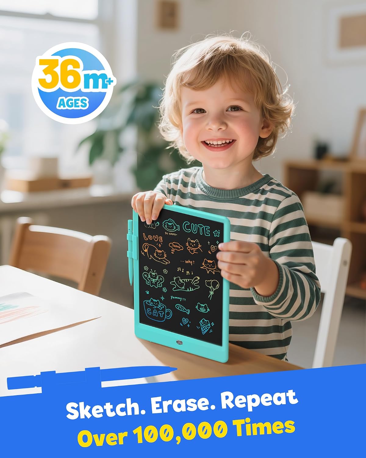 TABLETA GRÁFICA TEKFUN LCD 10 PULGADAS VERDE PARA NIÑOS - 4