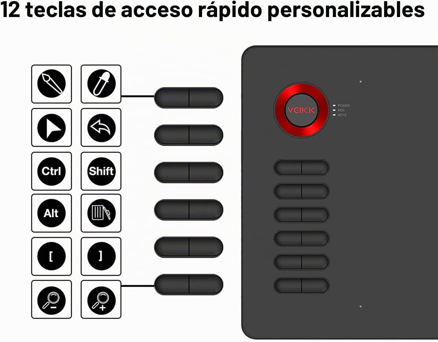 TABLETA GRÁFICA VEIKK A15 10X6 PULGADAS CON 12 TECLAS RÁPIDAS Y 8192 NIVELES DE PRESIÓN - 2