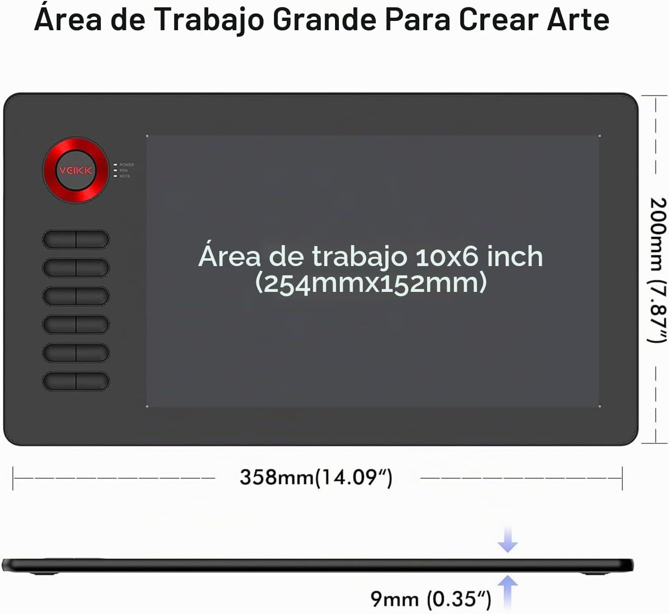 TABLETA GRÁFICA VEIKK A15 10X6 PULGADAS CON 12 TECLAS RÁPIDAS Y 8192 NIVELES DE PRESIÓN - 3