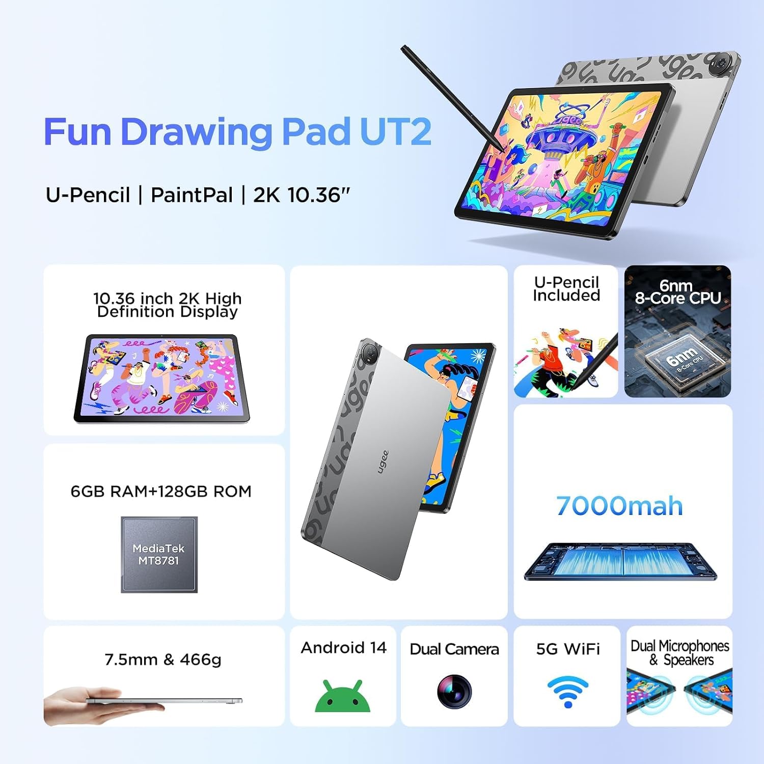 TABLETA GRÁFICA UGEE UT2 10.36' ANDROID 14 6GB+128GB - 4