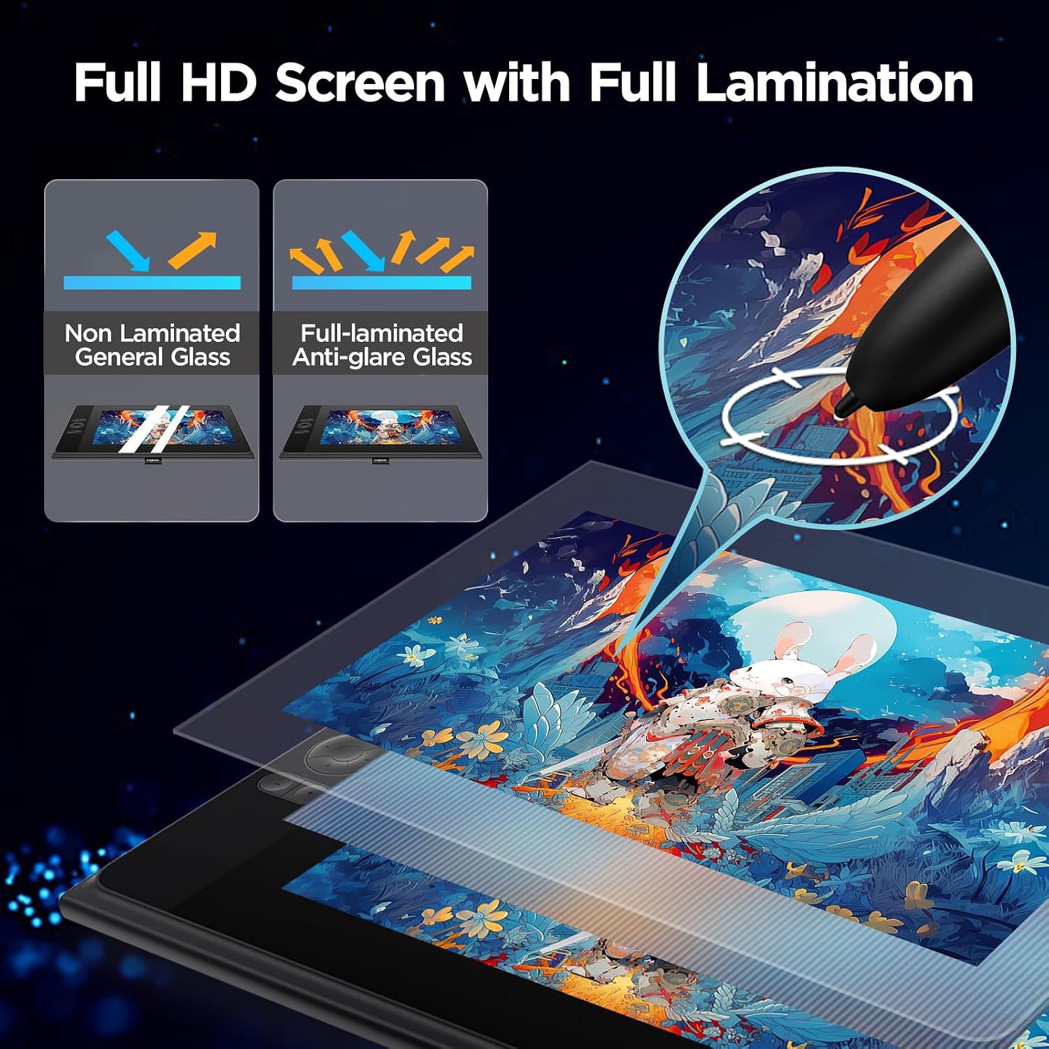 TABLETA GRÁFICA UGEE UE12 11.6 PULGADAS CON PANTALLA FULL-LAMINADA Y LÁPIZ SIN BATERÍA - 4