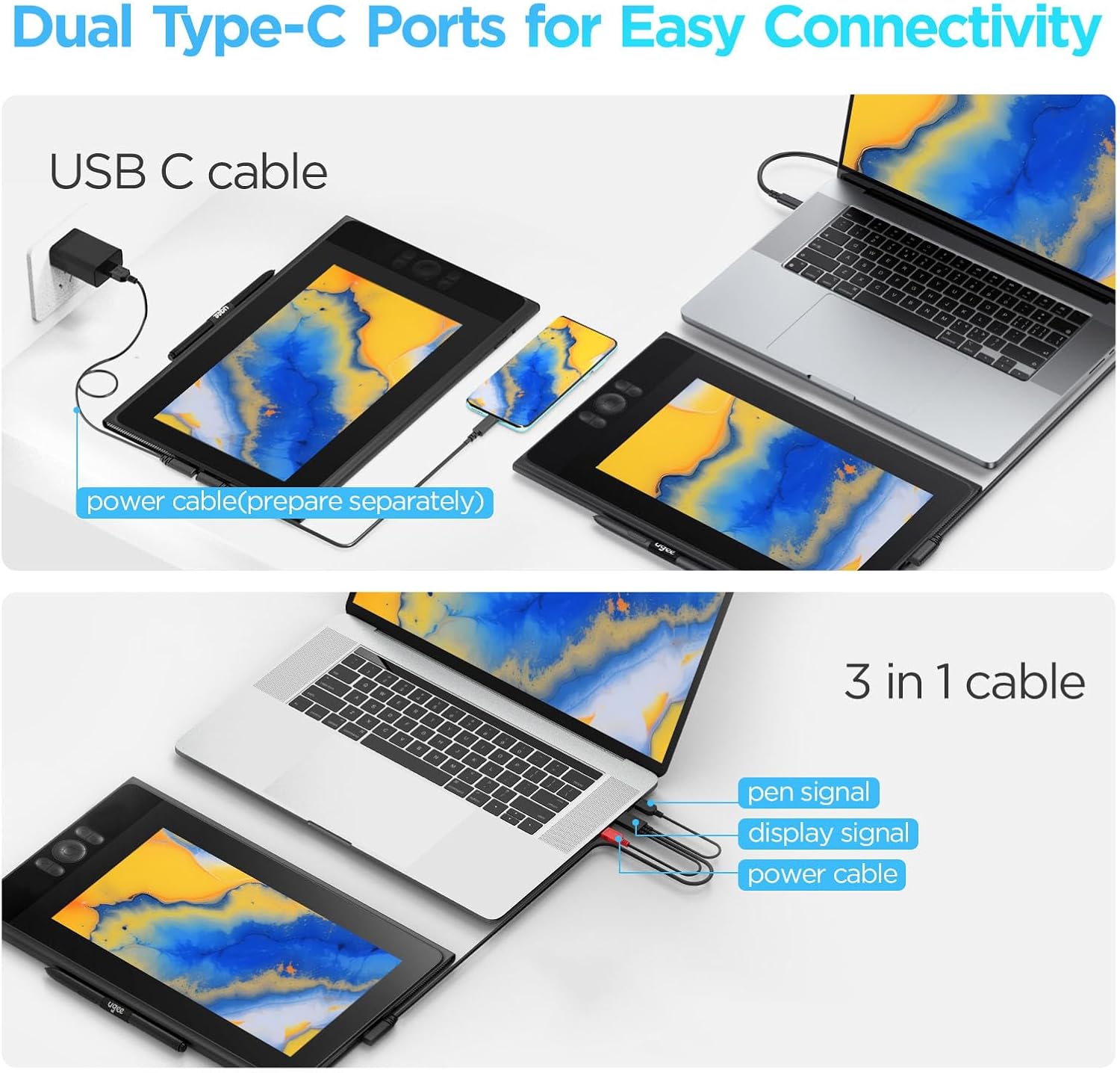 TABLETA GRÁFICA UGEE UE12 11.6 PULGADAS CON PANTALLA FULL-LAMINADA Y LÁPIZ SIN BATERÍA - 5