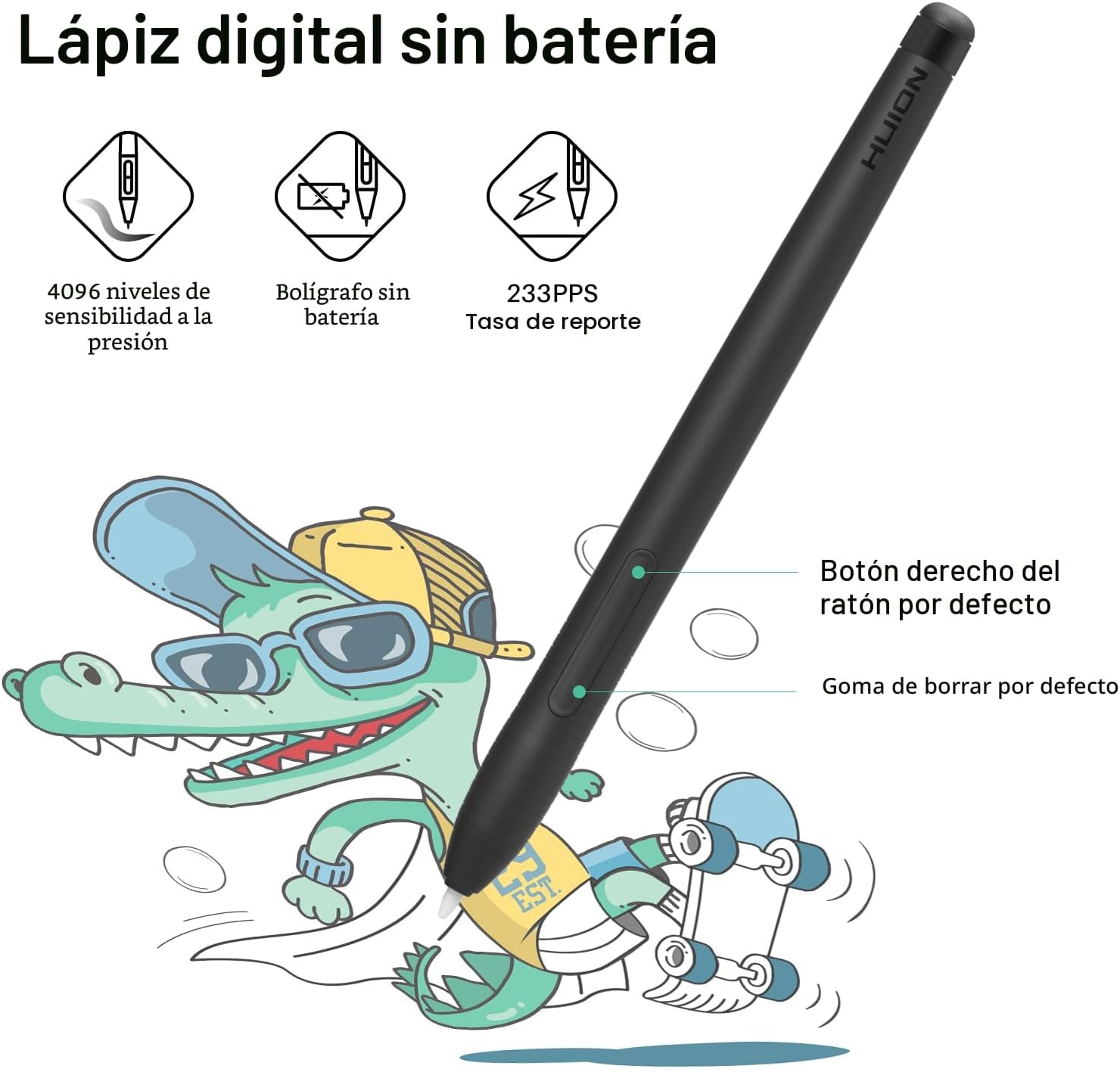 TABLETA GRÁFICA HUION INSPIROY H430P CON 4 TECLAS RÁPIDAS PARA OSU - 3