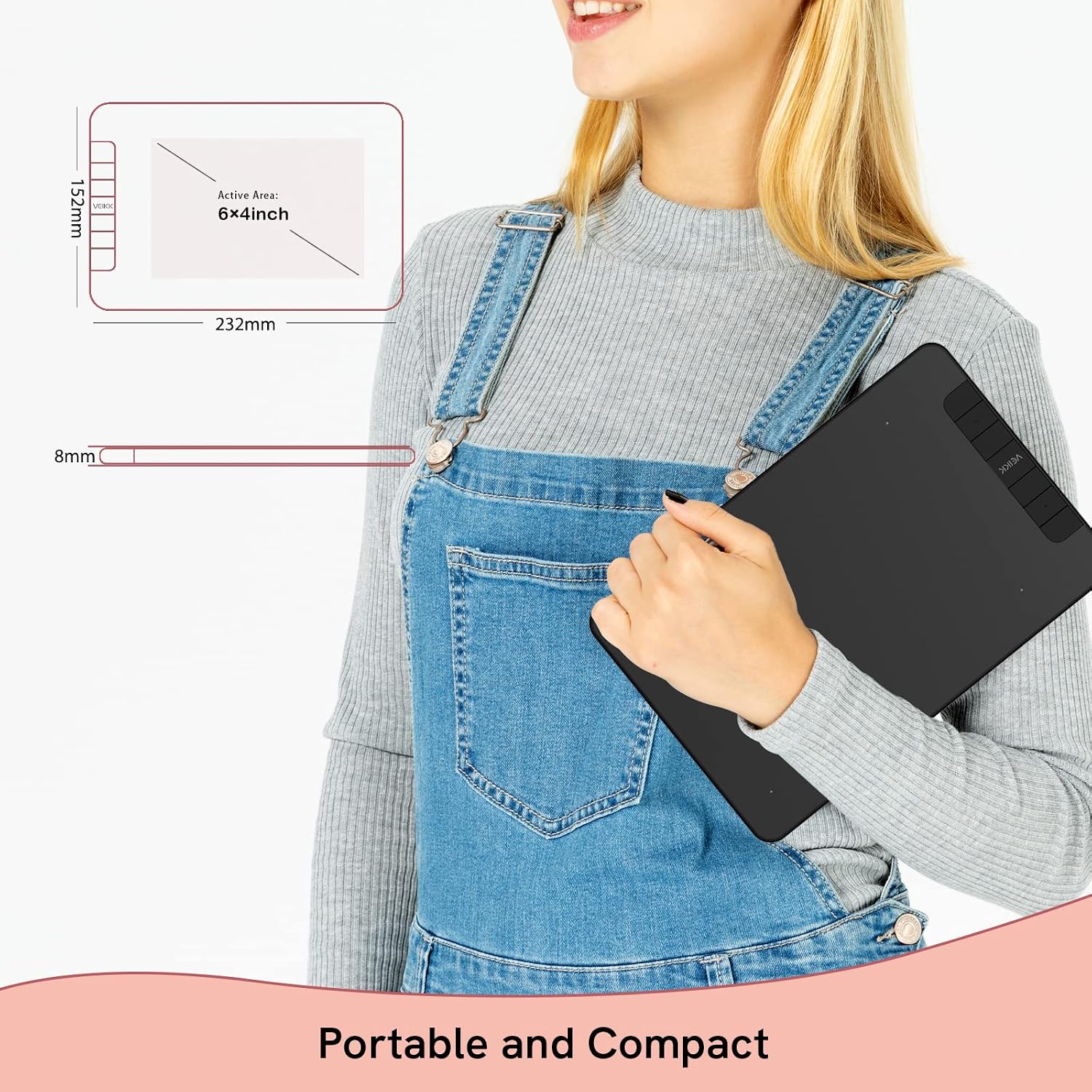 TABLETA GRÁFICA VEIKK VK640 6X4 PULGADAS CON LÁPIZ SIN BATERÍA - 4