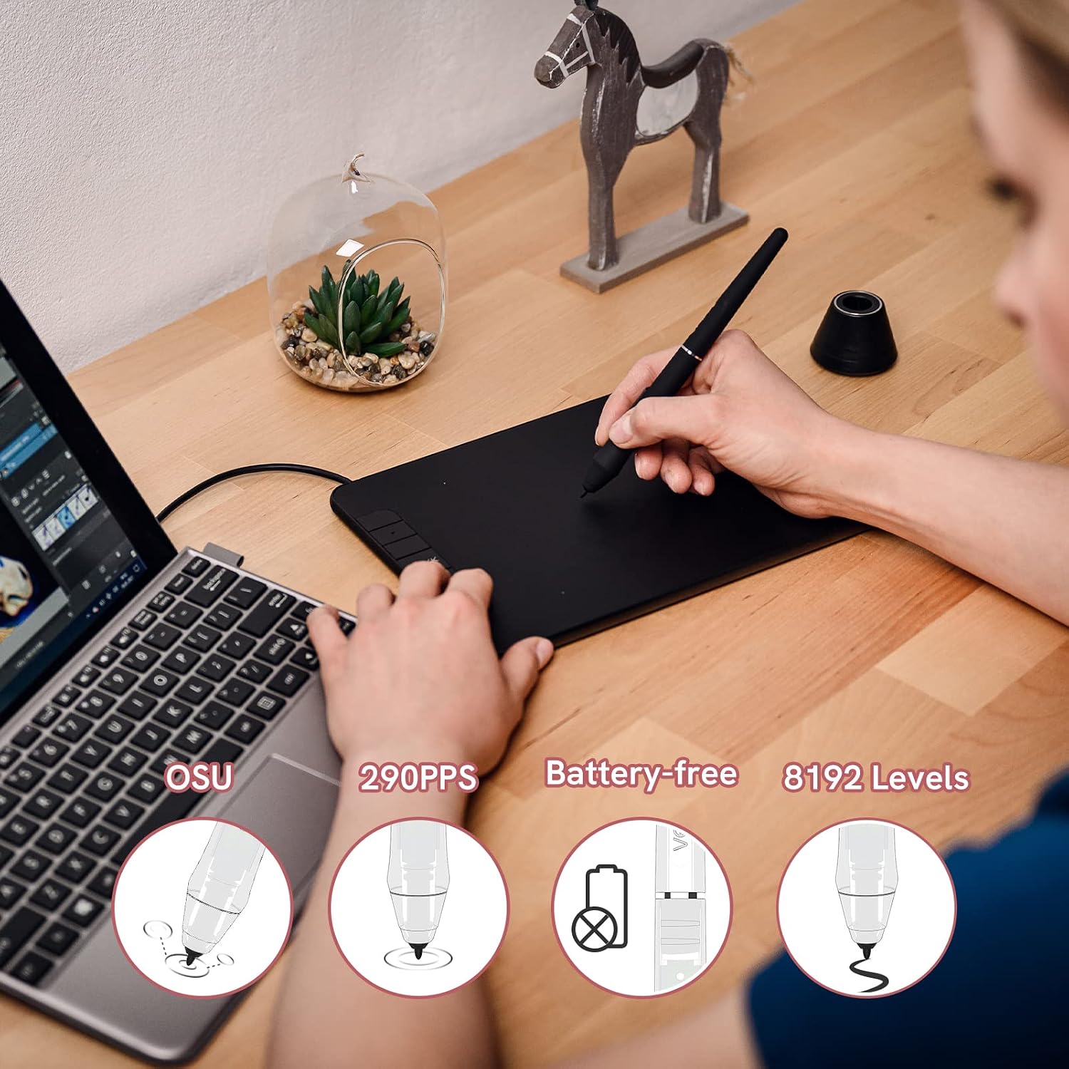 TABLETA GRÁFICA VEIKK VK640 6X4 PULGADAS CON LÁPIZ SIN BATERÍA - 5