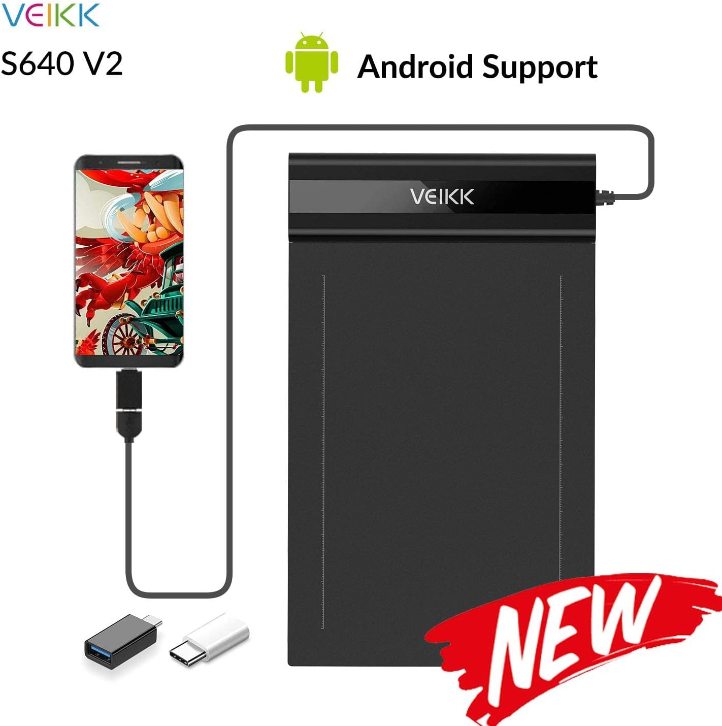TABLETA GRÁFICA VEIKK S640 6X4 PULGADAS SENSIBILIDAD 16384 NIVELES - 3
