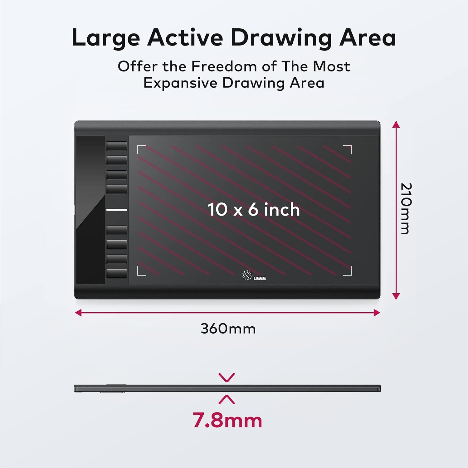 TABLETA GRÁFICA UGEE M708 V3 10X6 PULGADAS CON 8 TECLAS PERSONALIZABLES Y LÁPIZ DE 8192 NIVELES - 2
