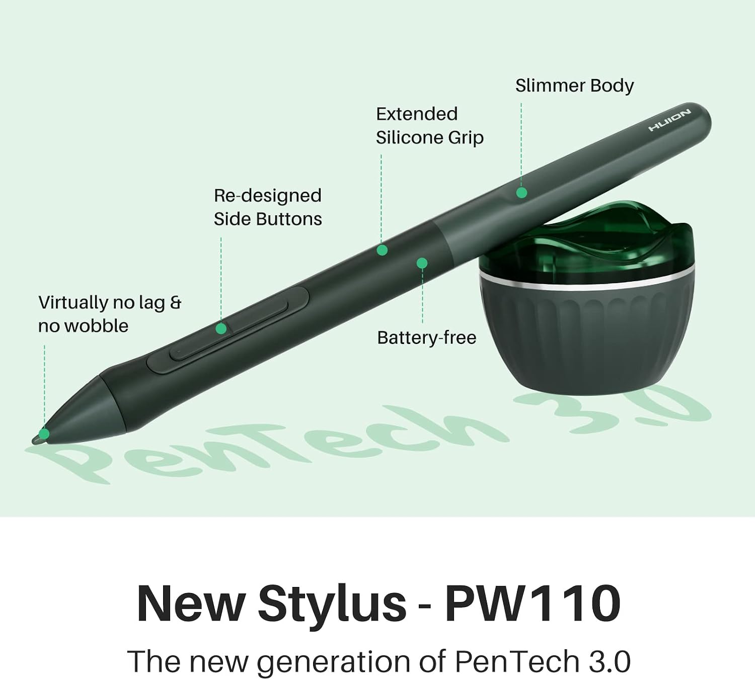 TABLETA GRÁFICA HUION INSPIROY 2 MEDIUM 9X5 PULG VERDE - 2