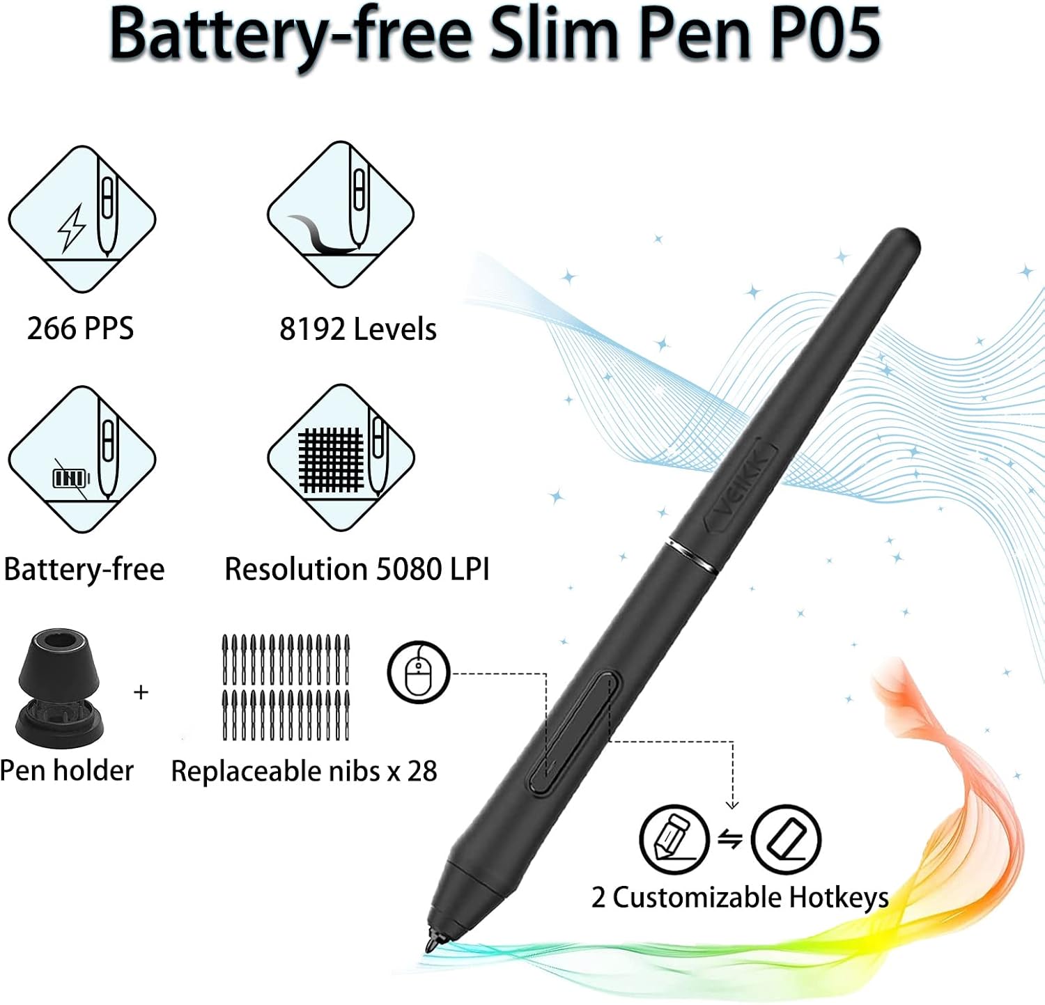 TABLETA GRÁFICA VEIKK VK640 CON LÁPIZ SIN BATERÍA - 5