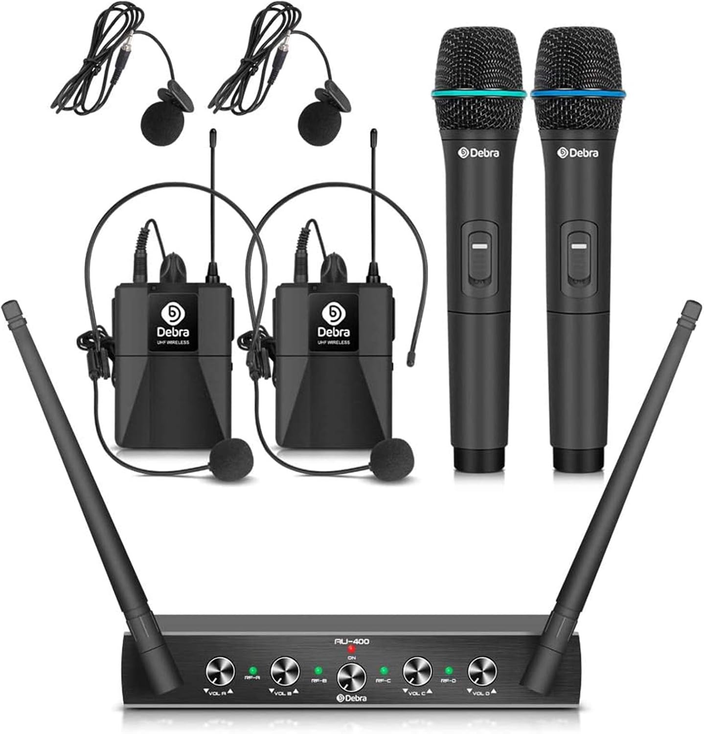 MICRÓFONO INALÁMBRICO D DEBRA AUDIO AU400 PRO UHF 4 CANALES - 1