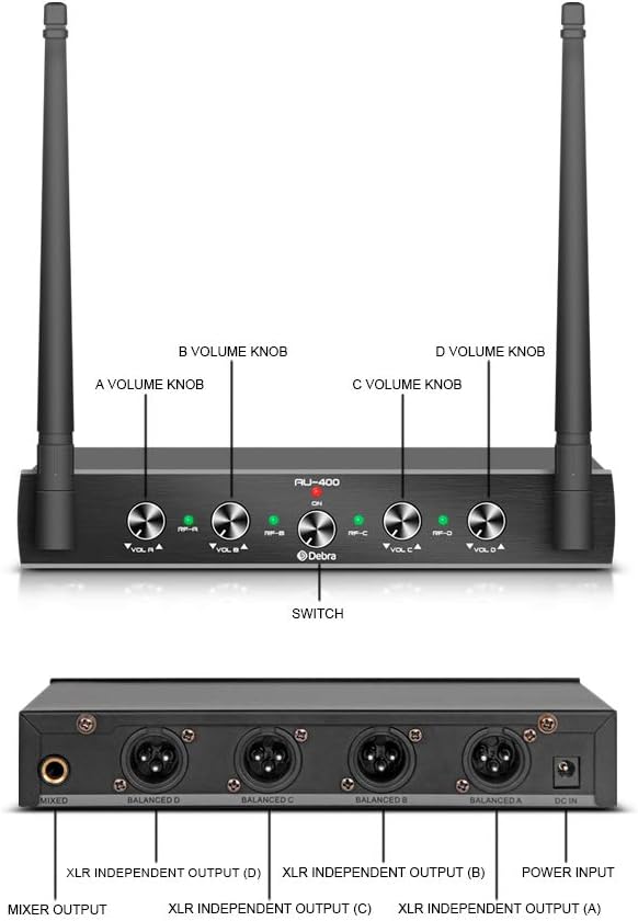 MICRÓFONO INALÁMBRICO D DEBRA AUDIO AU400 PRO UHF 4 CANALES - 3