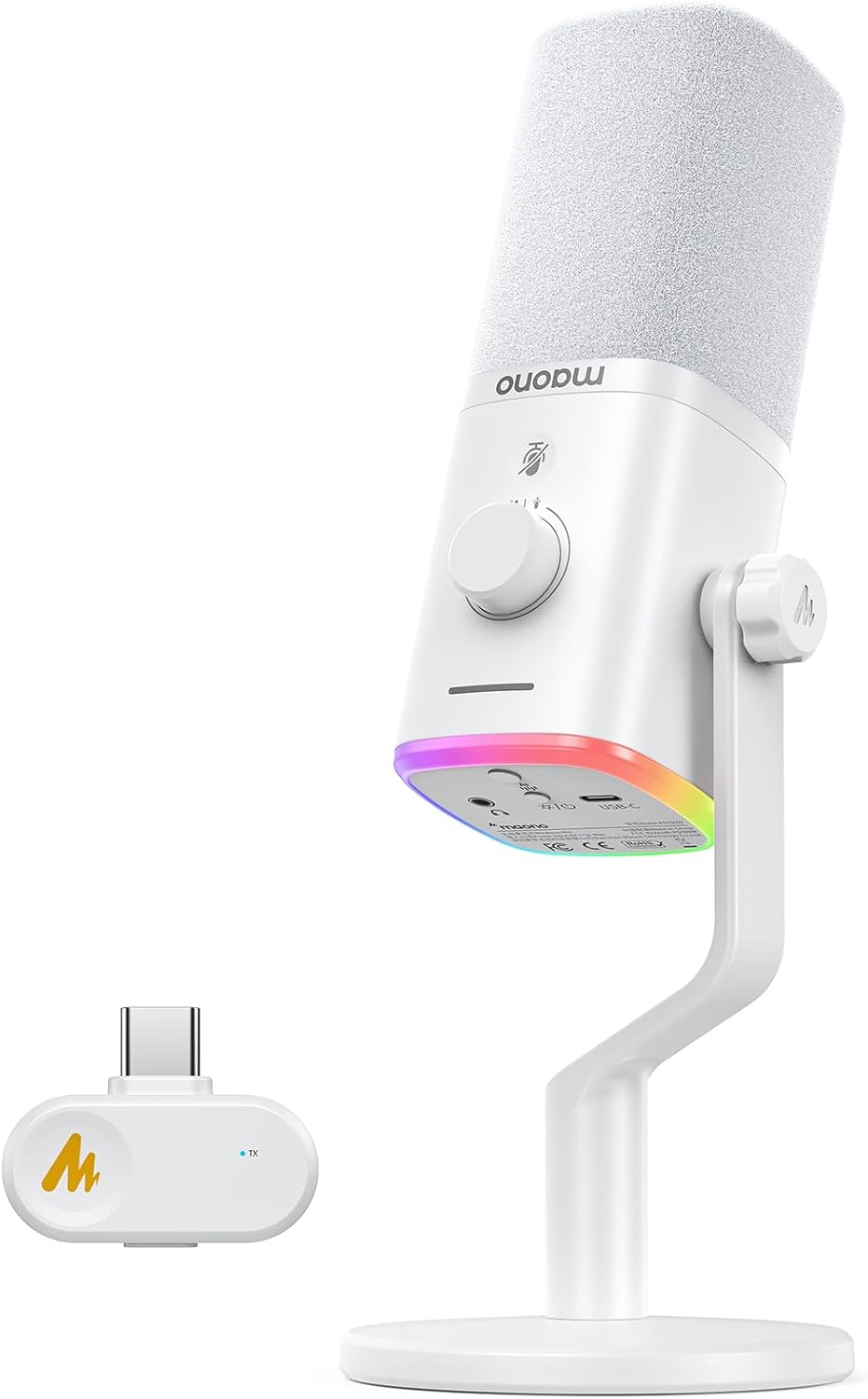 MICRÓFONO DINÁMICO INALÁMBRICO MAONO PD100W PARA GAMING CON RECEPTOR USB-C - 1