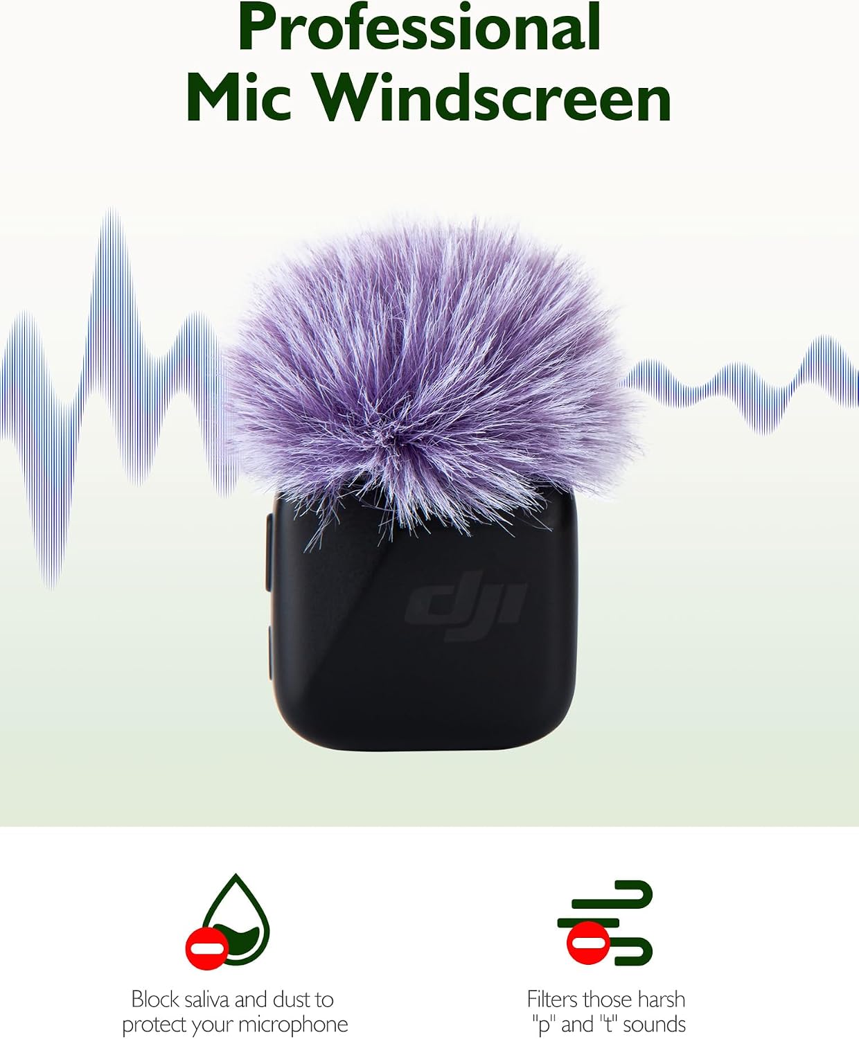MICRÓFONO WIBOND PARA DJI MIC MINI PROTECTOR ANTIVIENTO PELUDO 2 UNIDADES MORADO - 2