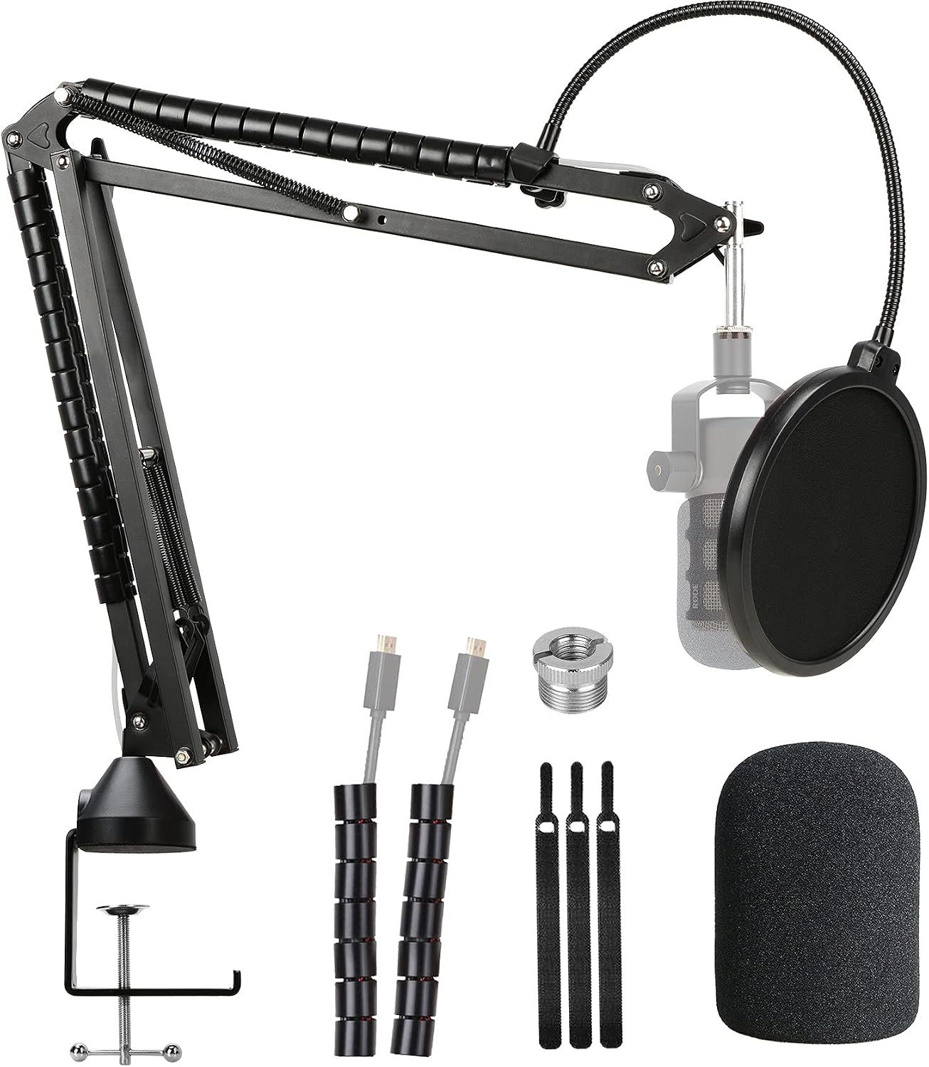 MICRÓFONO CON SOPORTE YOUSHARES PARA RODE PODMIC CON FILTRO ANTI-POP Y PROTECTOR DE VIENTO - 1