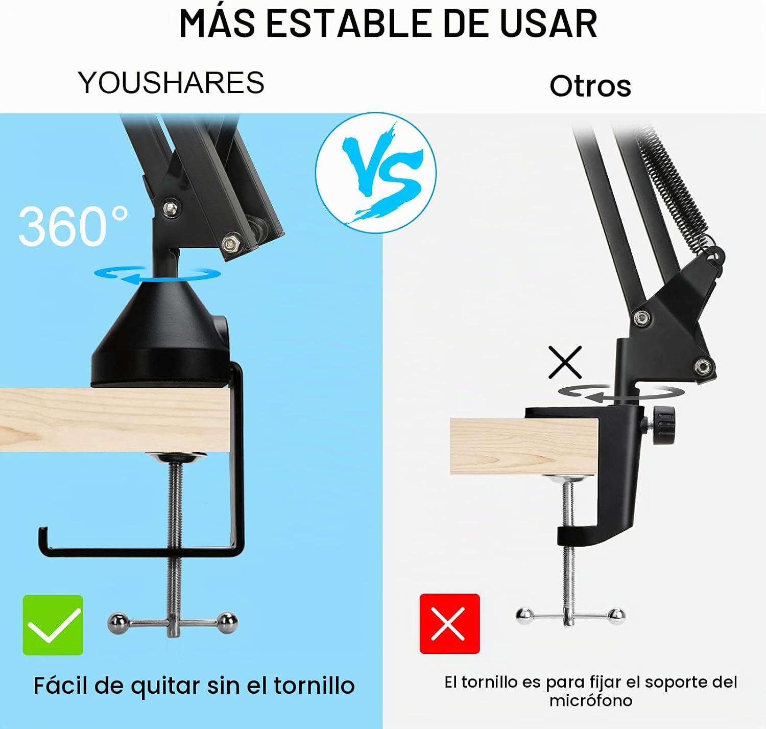 MICRÓFONO CON SOPORTE YOUSHARES PARA RODE PODMIC CON FILTRO ANTI-POP Y PROTECTOR DE VIENTO - 4