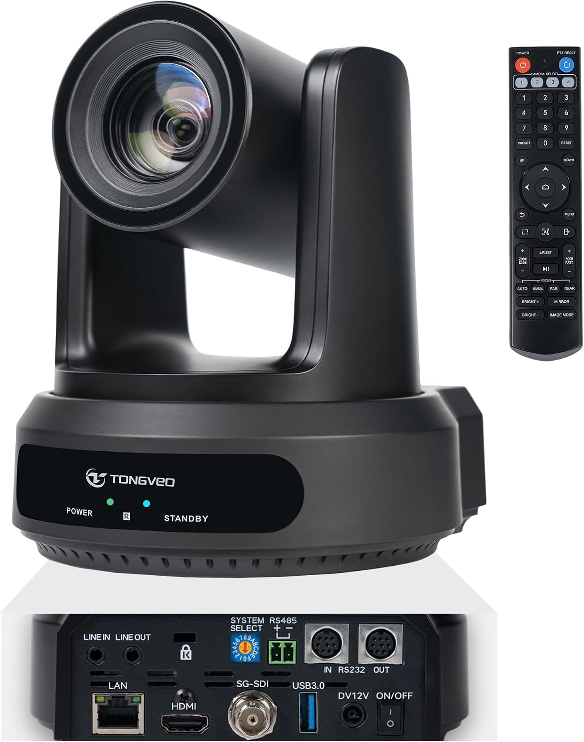 CÁMARA PTZ TONGVEO AI AUTO-TRACKING 30X ZOOM 1080P 60FPS HDMI SDI USB3.0 LAN POE - 1