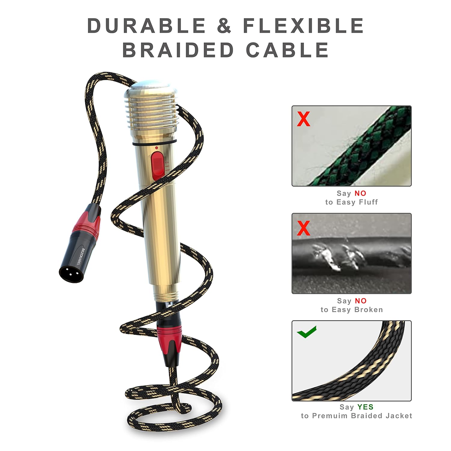 CABLE XLR BEZOKABEL 3FT TRENZADO NYLON PACK 4 UNIDADES - 5