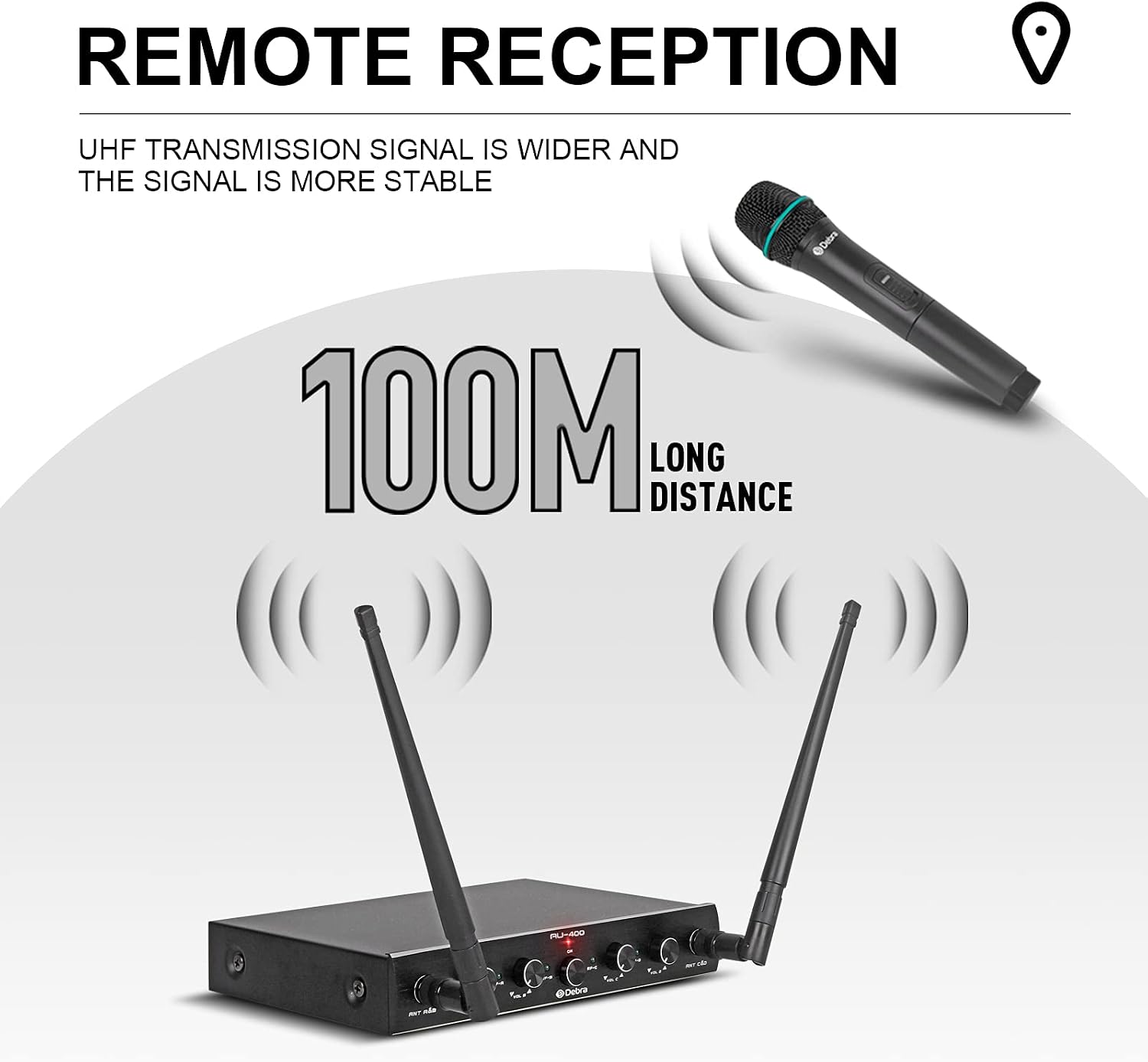 MICRÓFONO INALÁMBRICO D DEBRA AUDIO AU400 PRO UHF 4 CANALES - 5