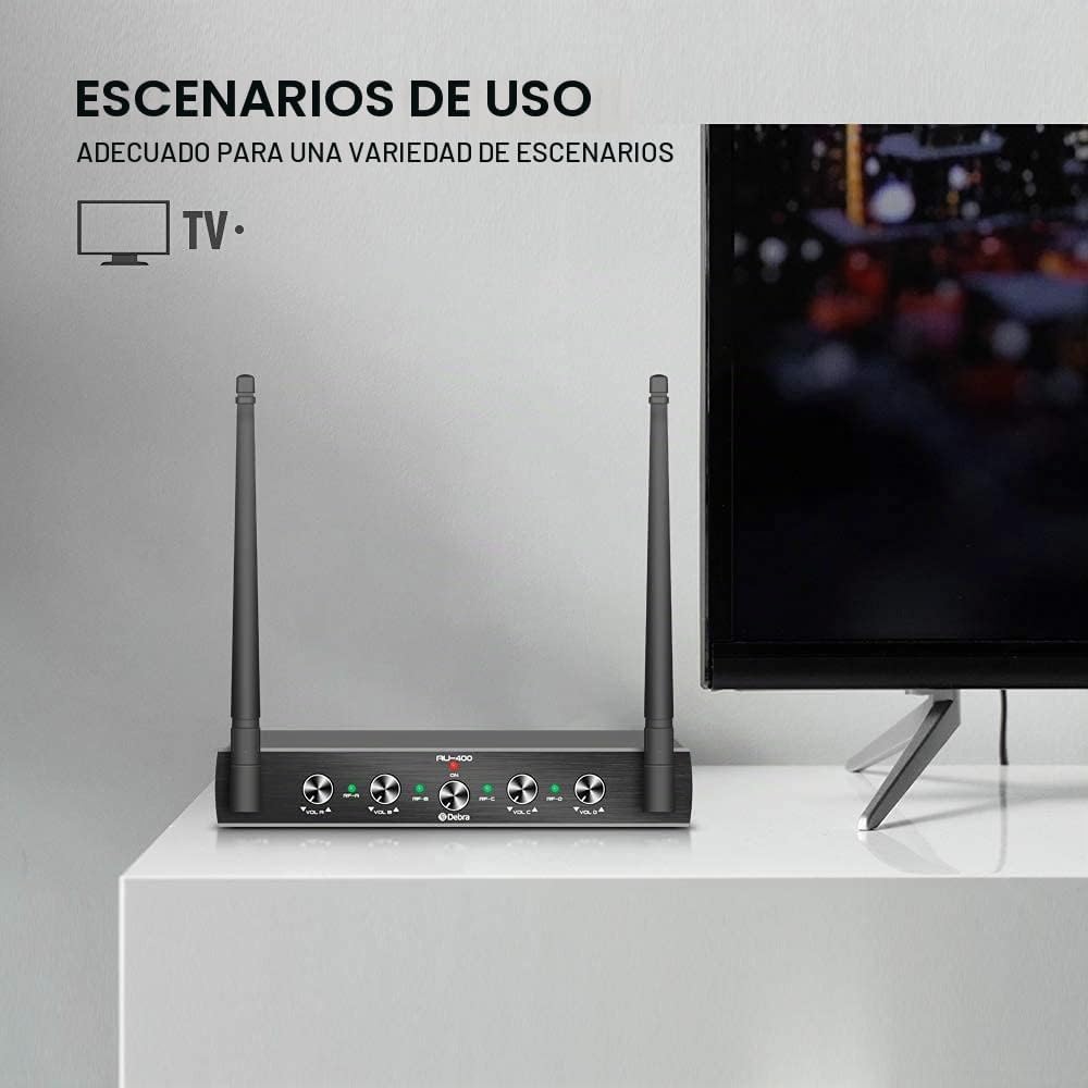 MICRÓFONO INALÁMBRICO D DEBRA AUDIO AU400 PRO UHF 4 CANALES - 4