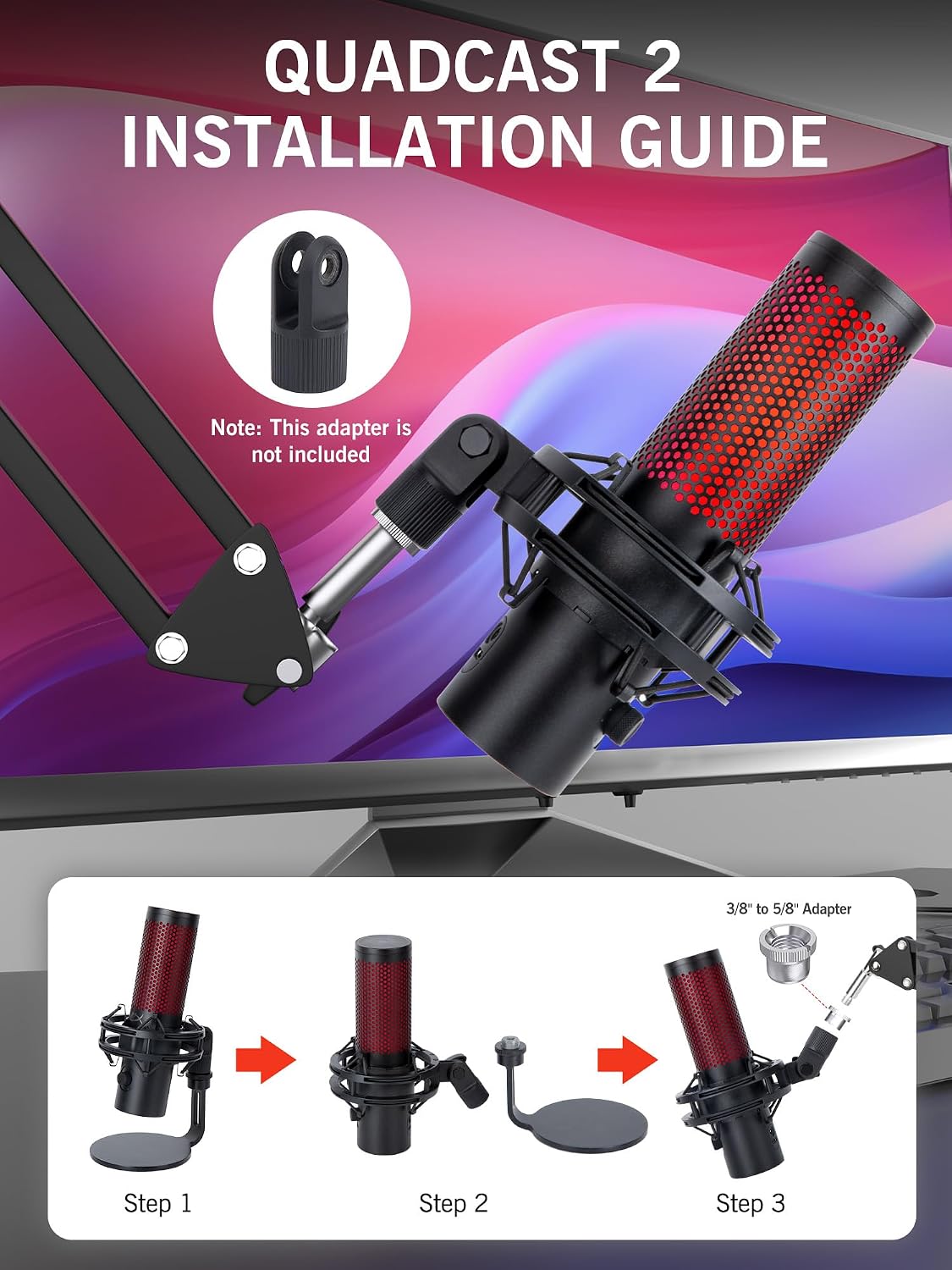BRAZO PARA MICRÓFONO SUNMON COMPATIBLE CON HYPERX QUADCAST 2 - 2